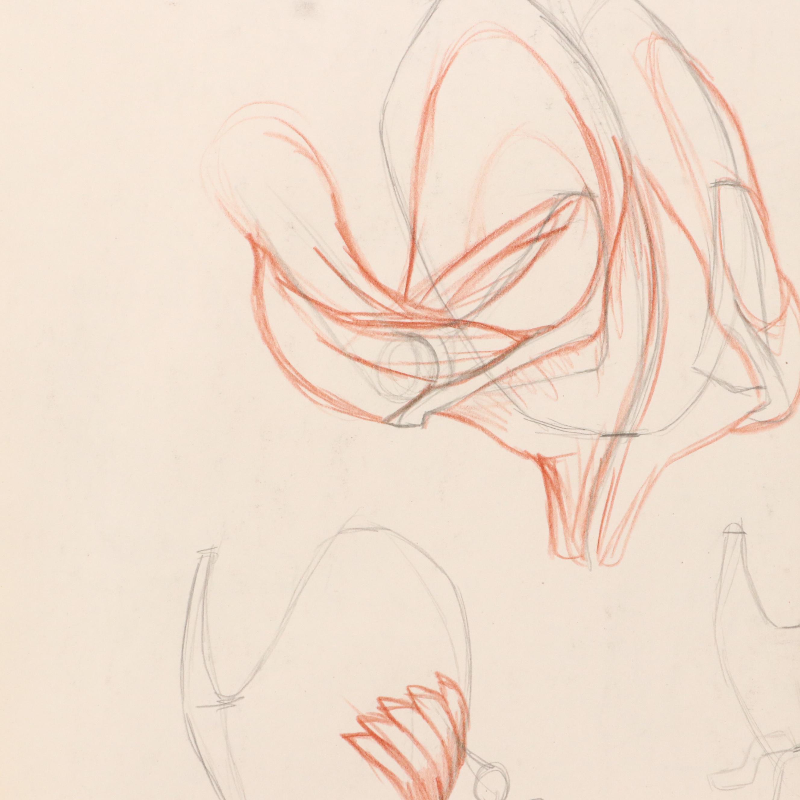 Ben Farrell Mixed Media Drawings of Figure Studies, 2010s