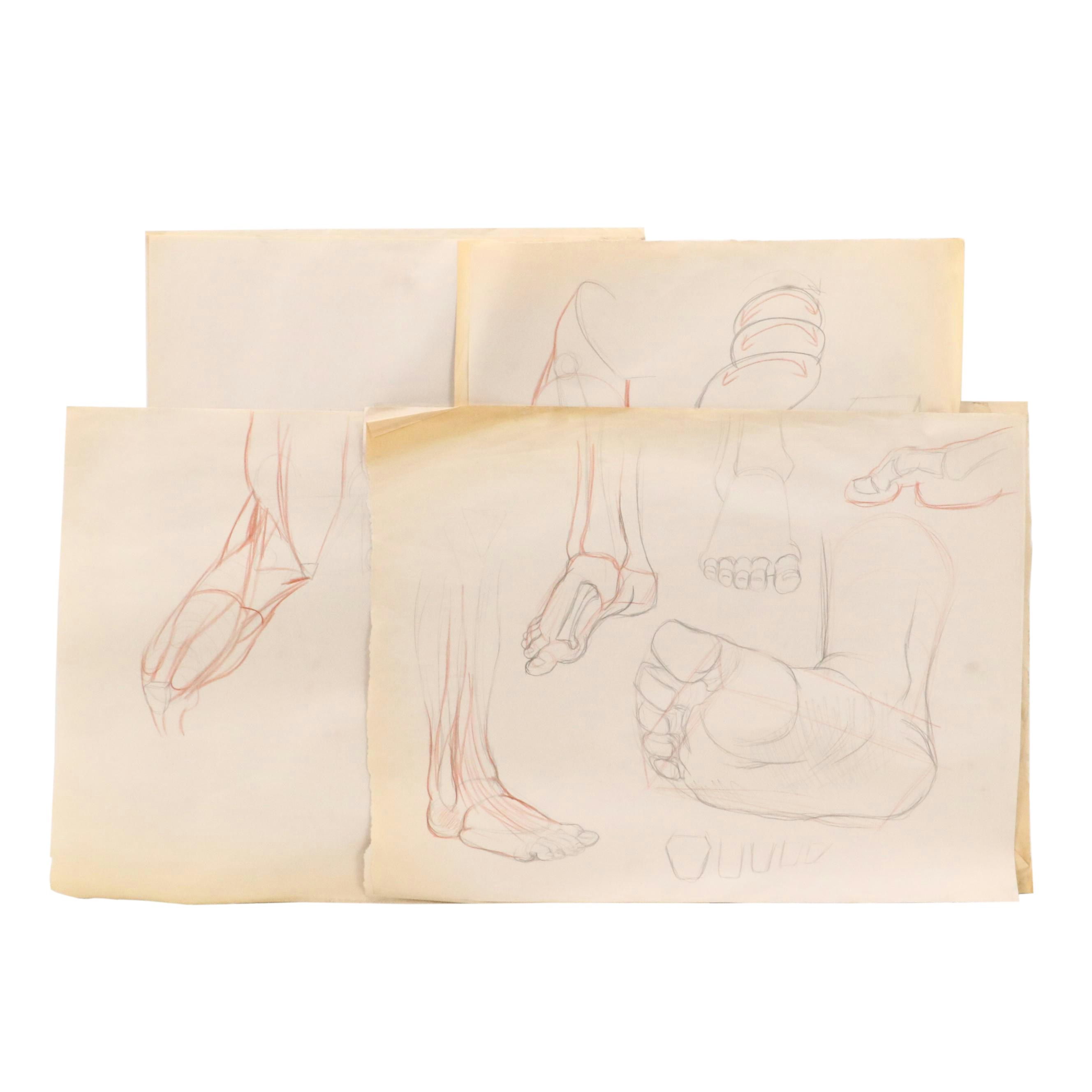 Ben Farrell Mixed Media Drawings of Figure Studies, 2010s