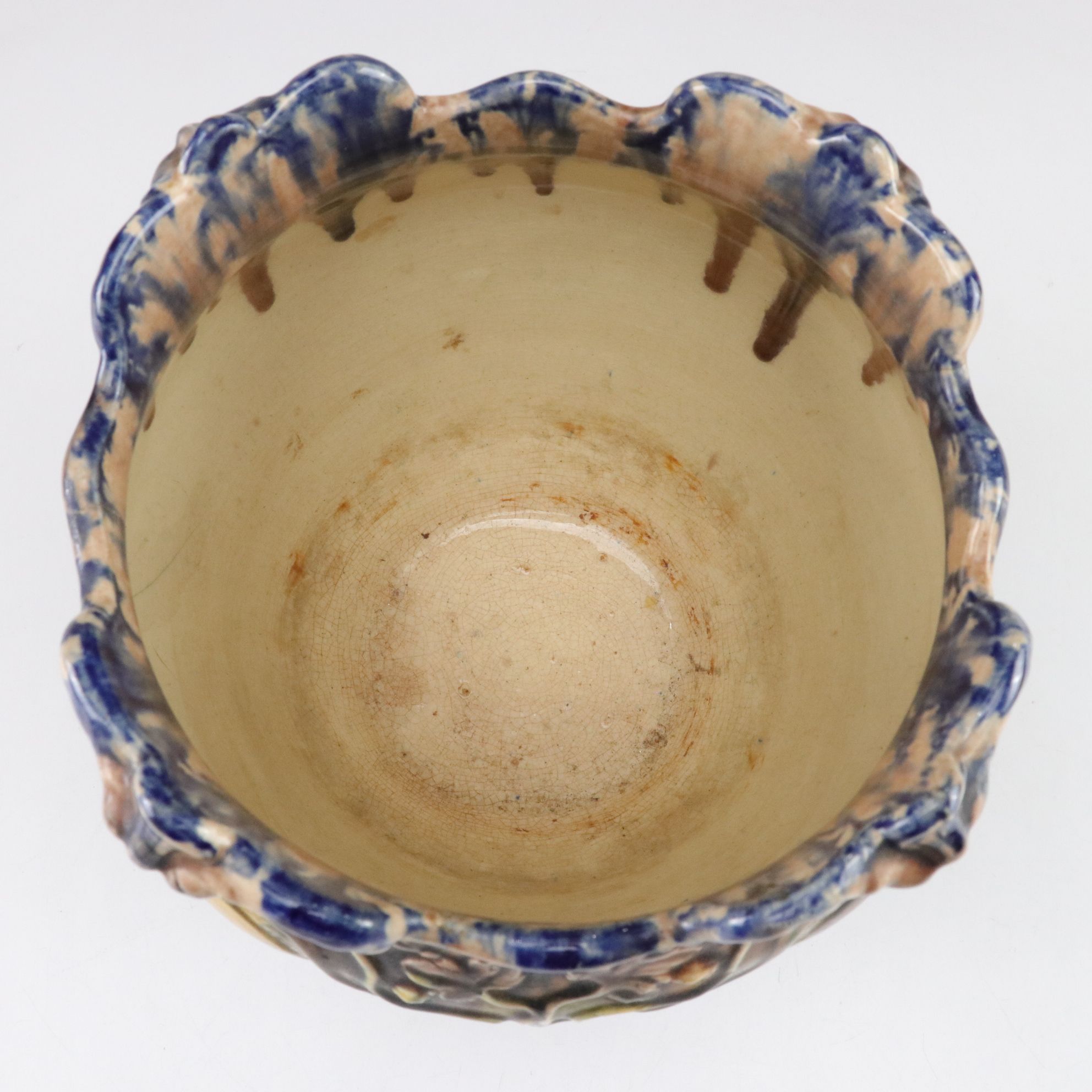 Art Nouveau Majolica Glazed Ceramic Planter, Early 20th Century