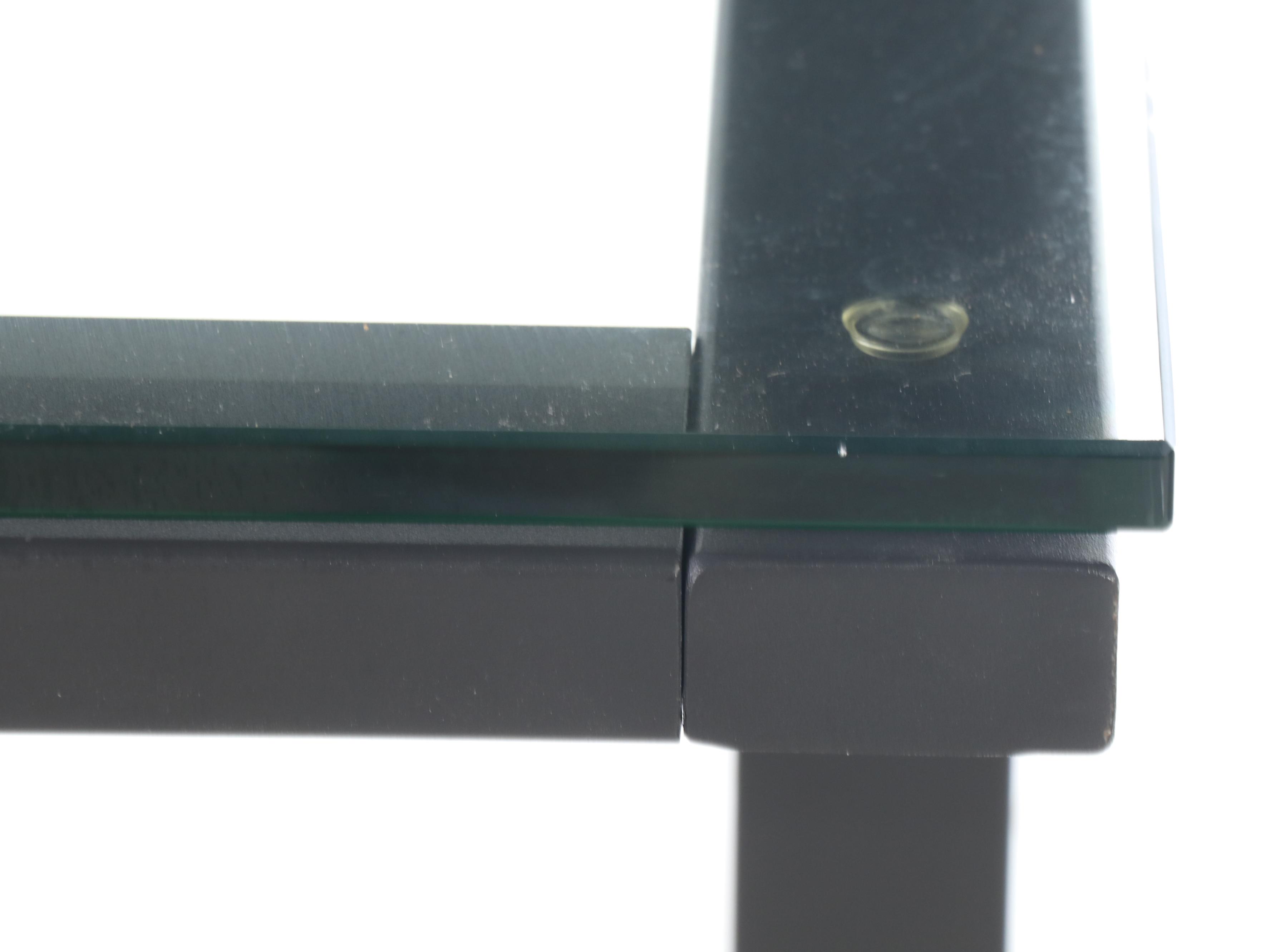 Contemporary Modern Metal Frame L-Shaped Desk with Glass Top