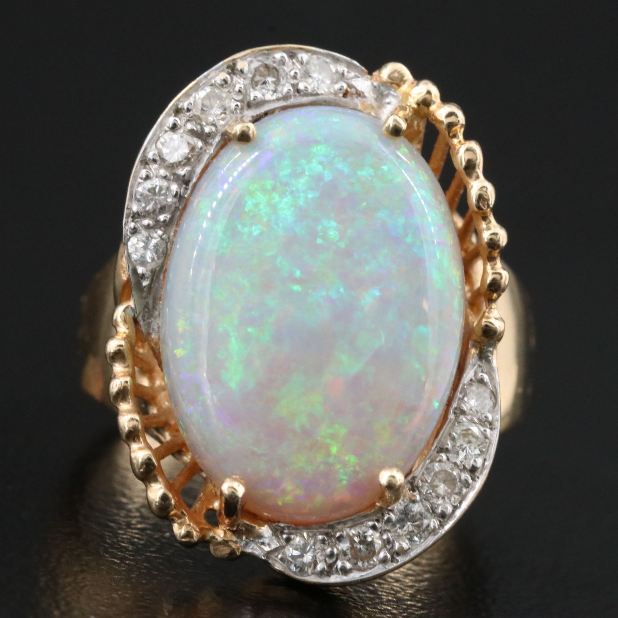 14K Opal and Diamond Ring