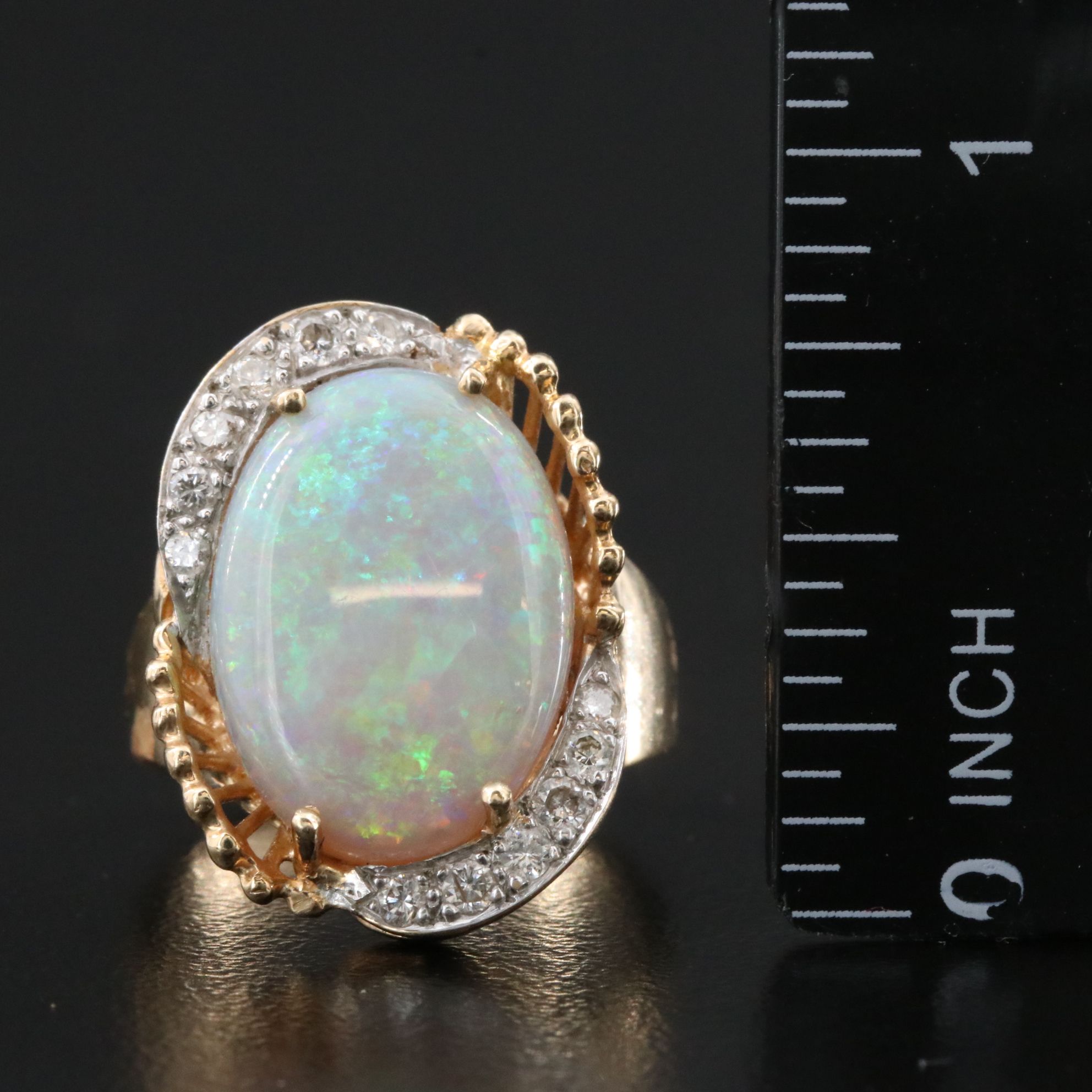 14K Opal and Diamond Ring