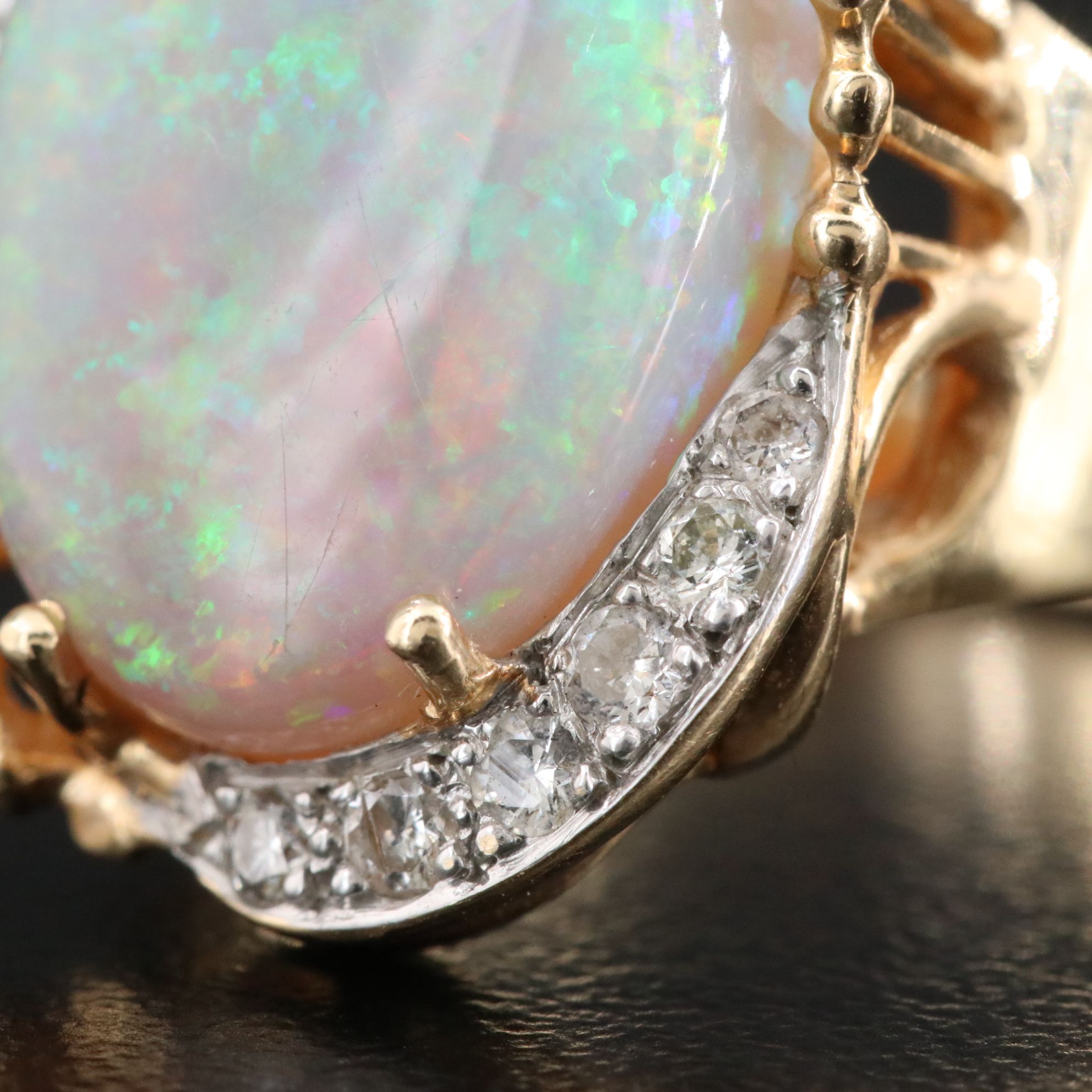14K Opal and Diamond Ring