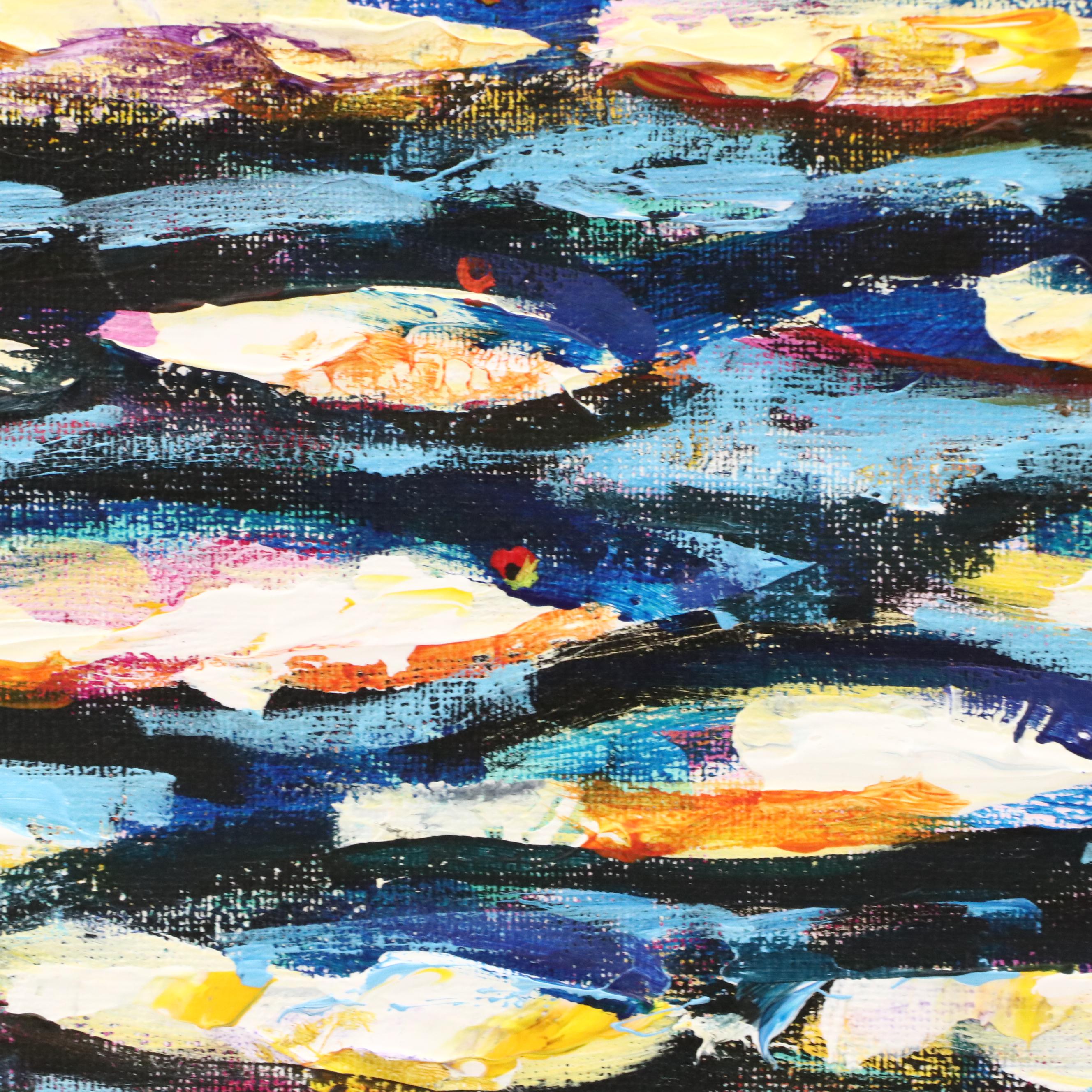 Elle Raines Stylized Acrylic Painting "School of Sardines #6," 21st Century