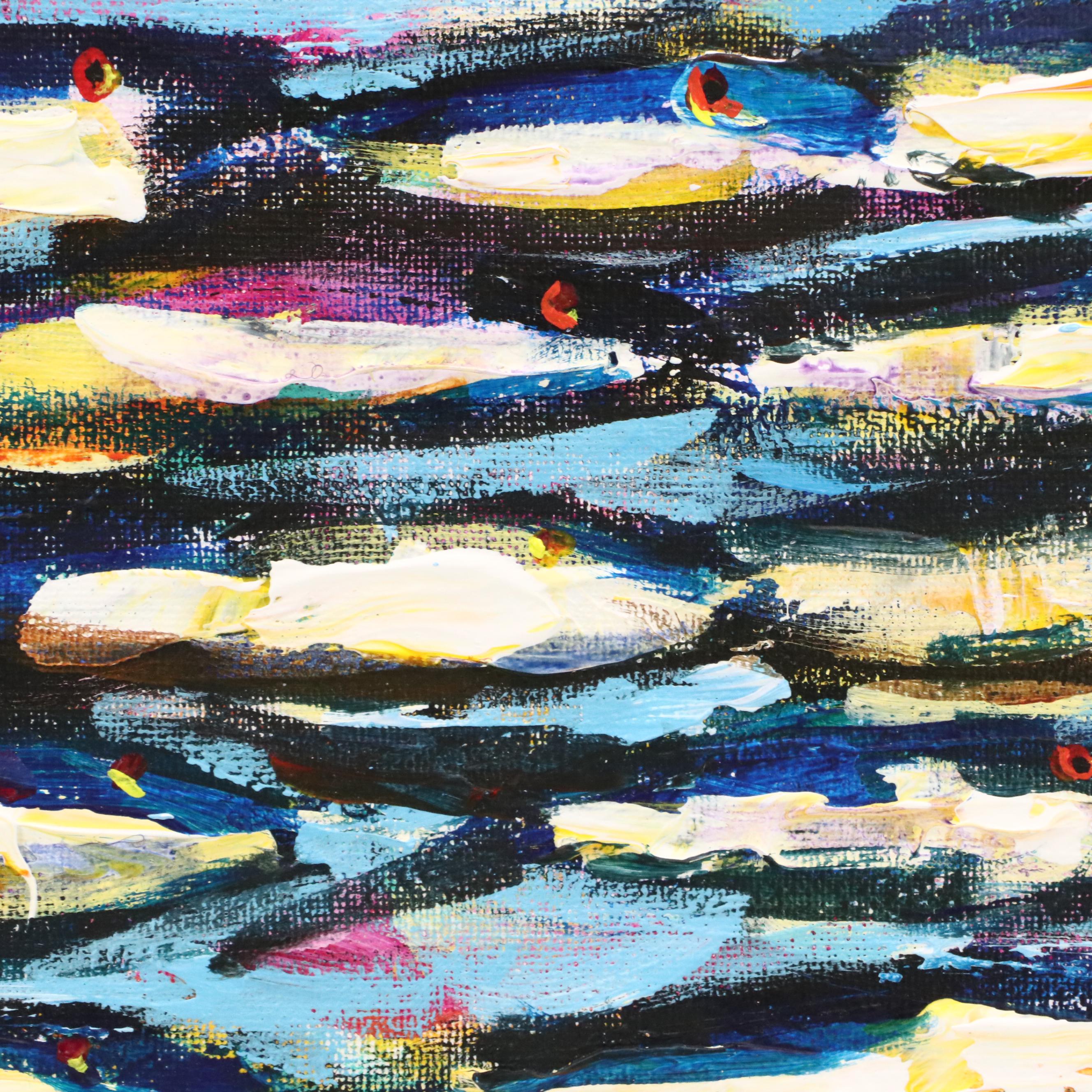 Elle Raines Stylized Acrylic Painting "School of Sardines #6," 21st Century