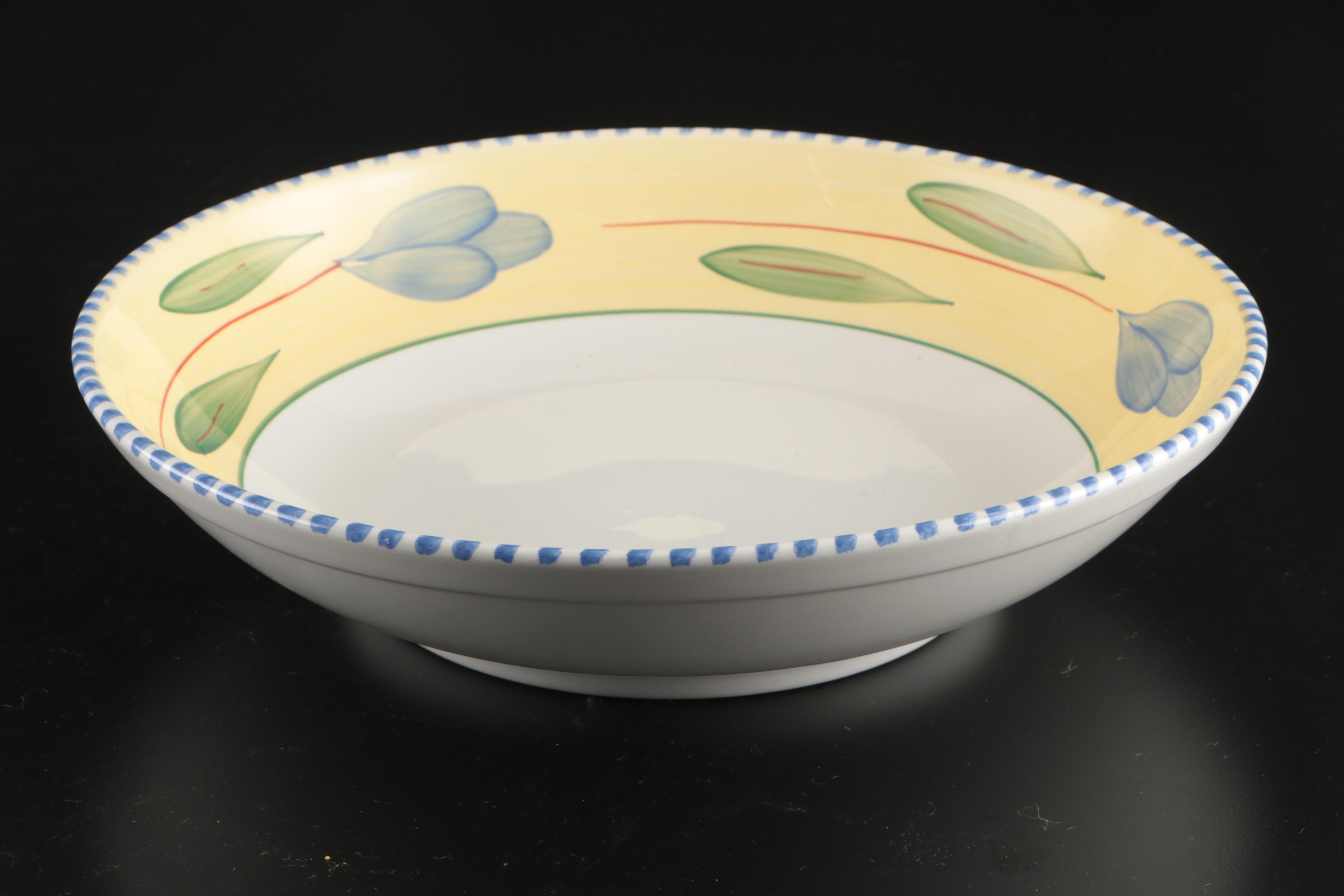 Maxam "Mediterranean" Ceramic Bowls with Floral Jug