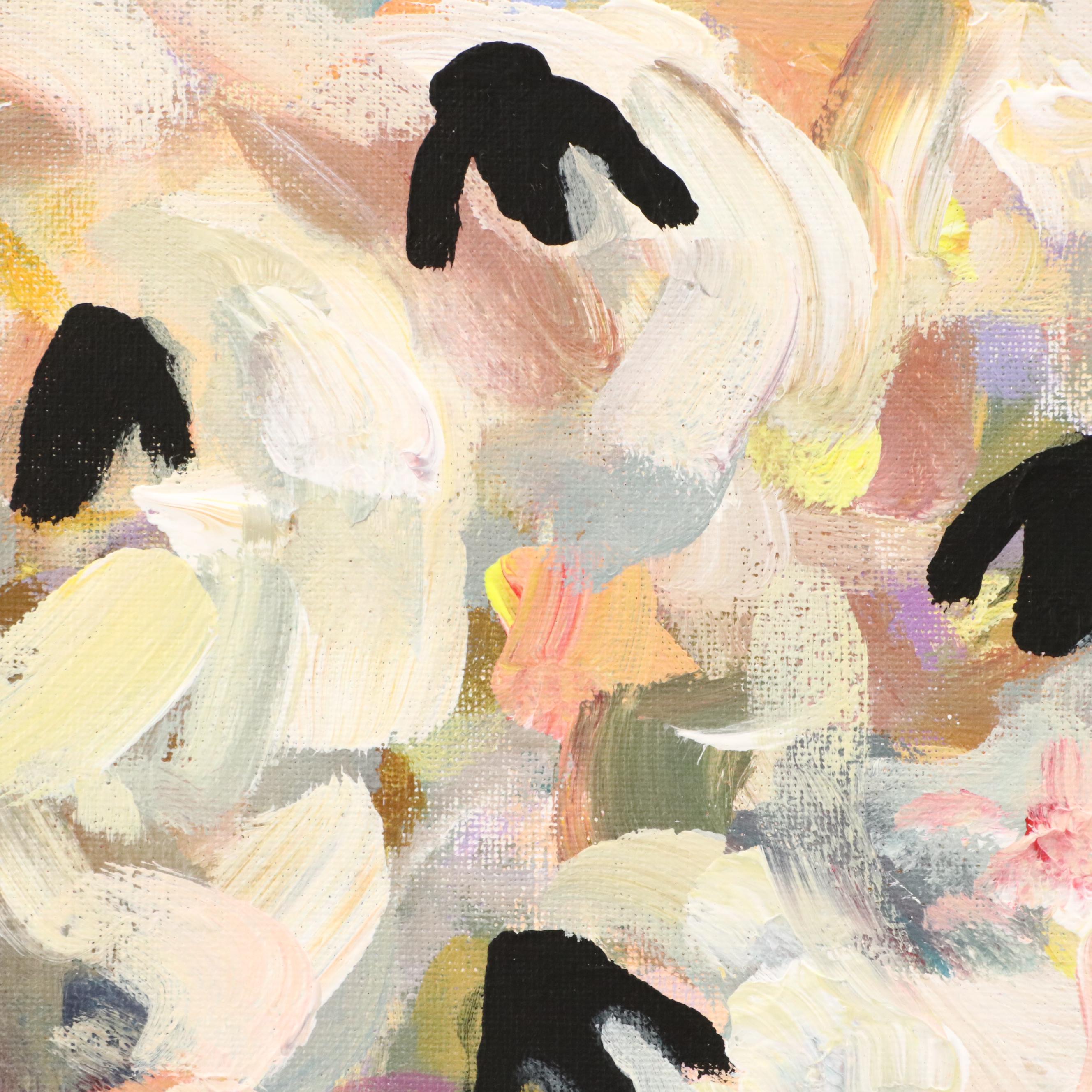 Elle Raines Stylized Acrylic Painting "Flock of Sheep #16," 21st Century