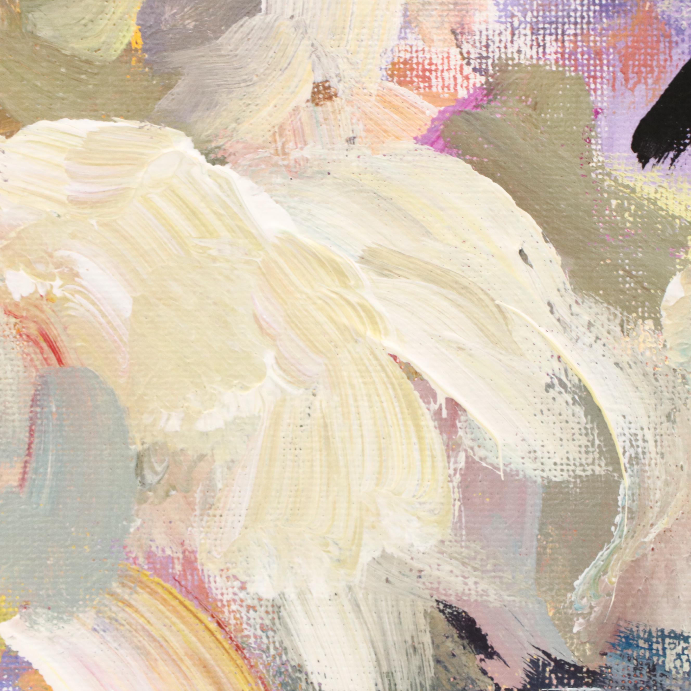 Elle Raines Stylized Acrylic Painting "Flock of Sheep #16," 21st Century