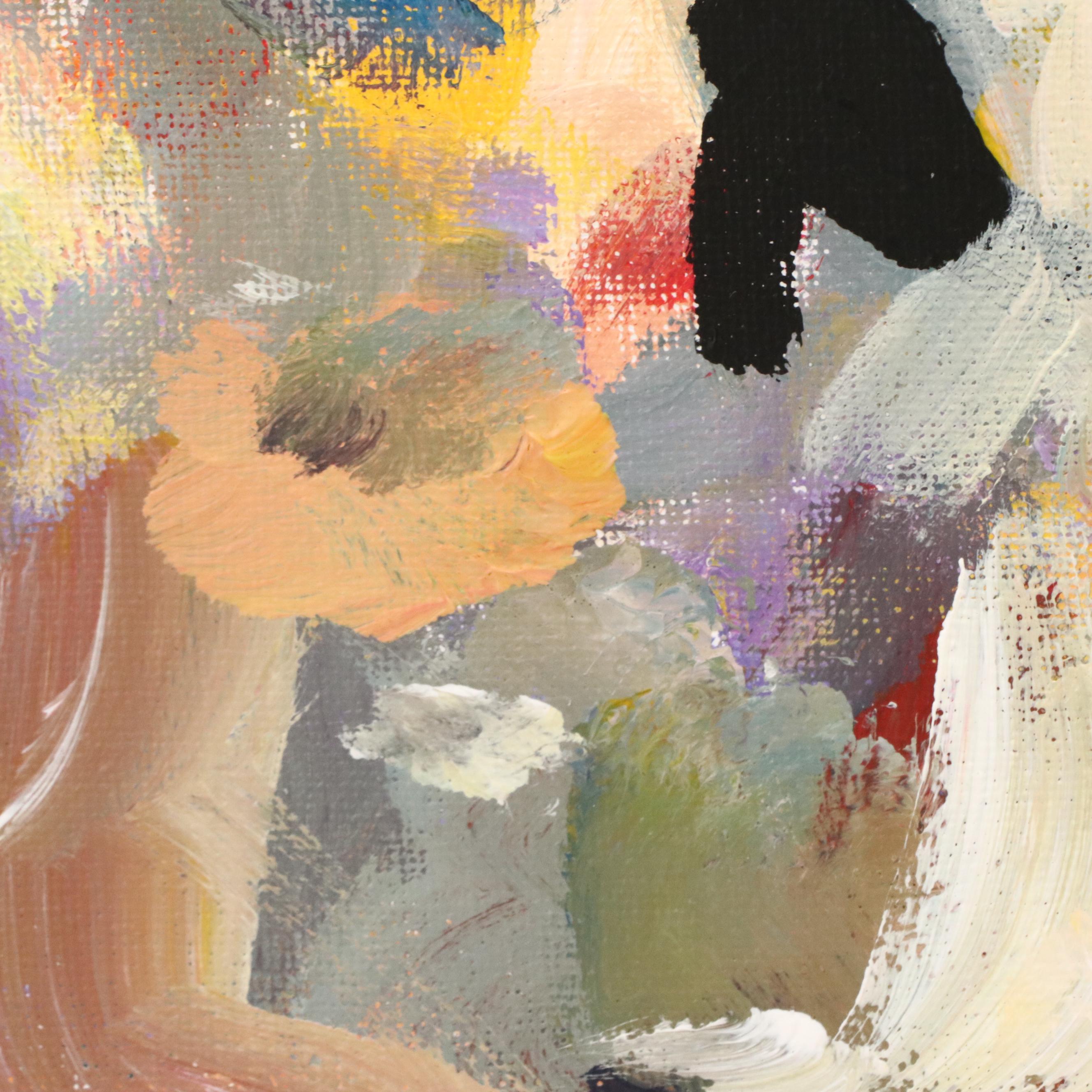 Elle Raines Stylized Acrylic Painting "Flock of Sheep #16," 21st Century