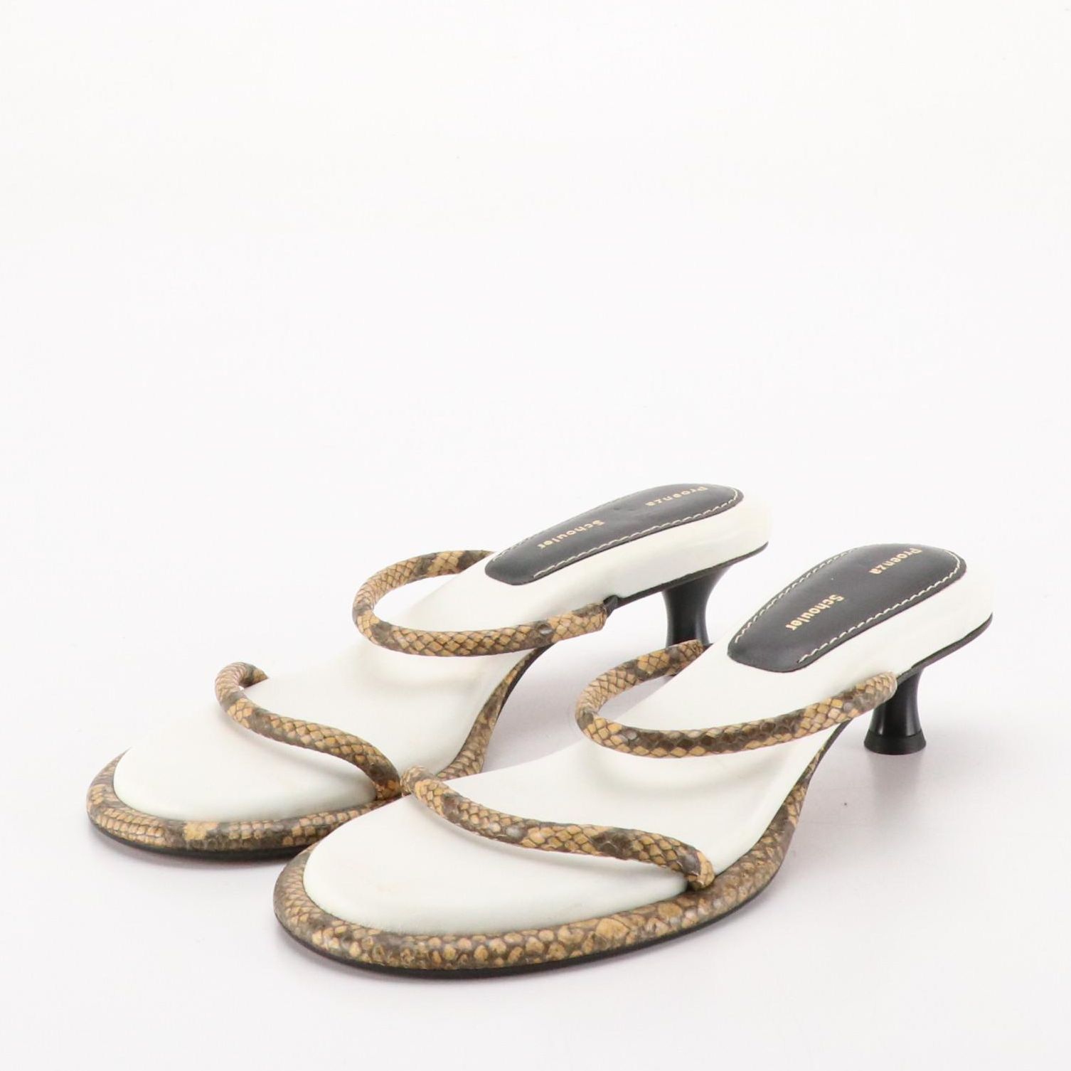 Proenza Schouler Strappy Snakeskin Cushioned Kitten Heels