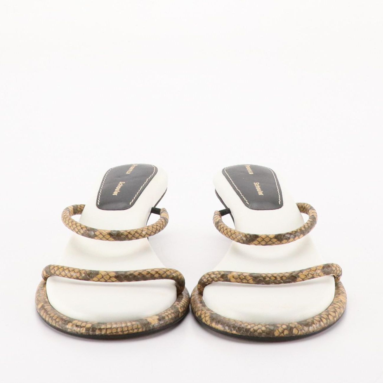 Proenza Schouler Strappy Snakeskin Cushioned Kitten Heels