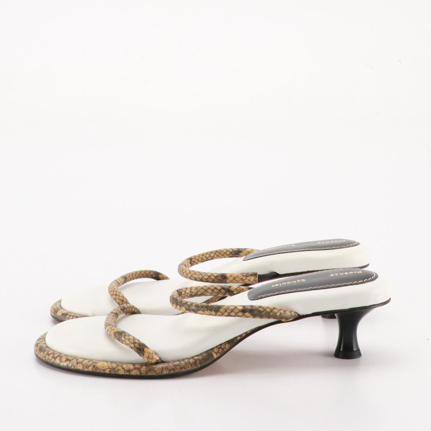 Proenza Schouler Strappy Snakeskin Cushioned Kitten Heels