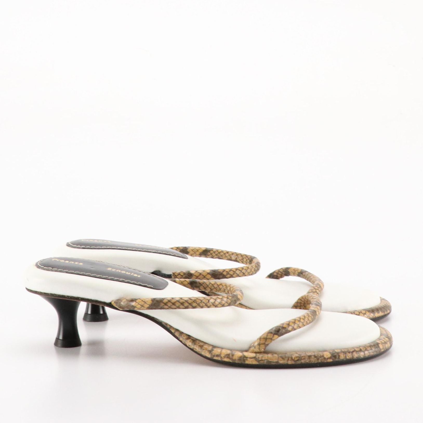 Proenza Schouler Strappy Snakeskin Cushioned Kitten Heels