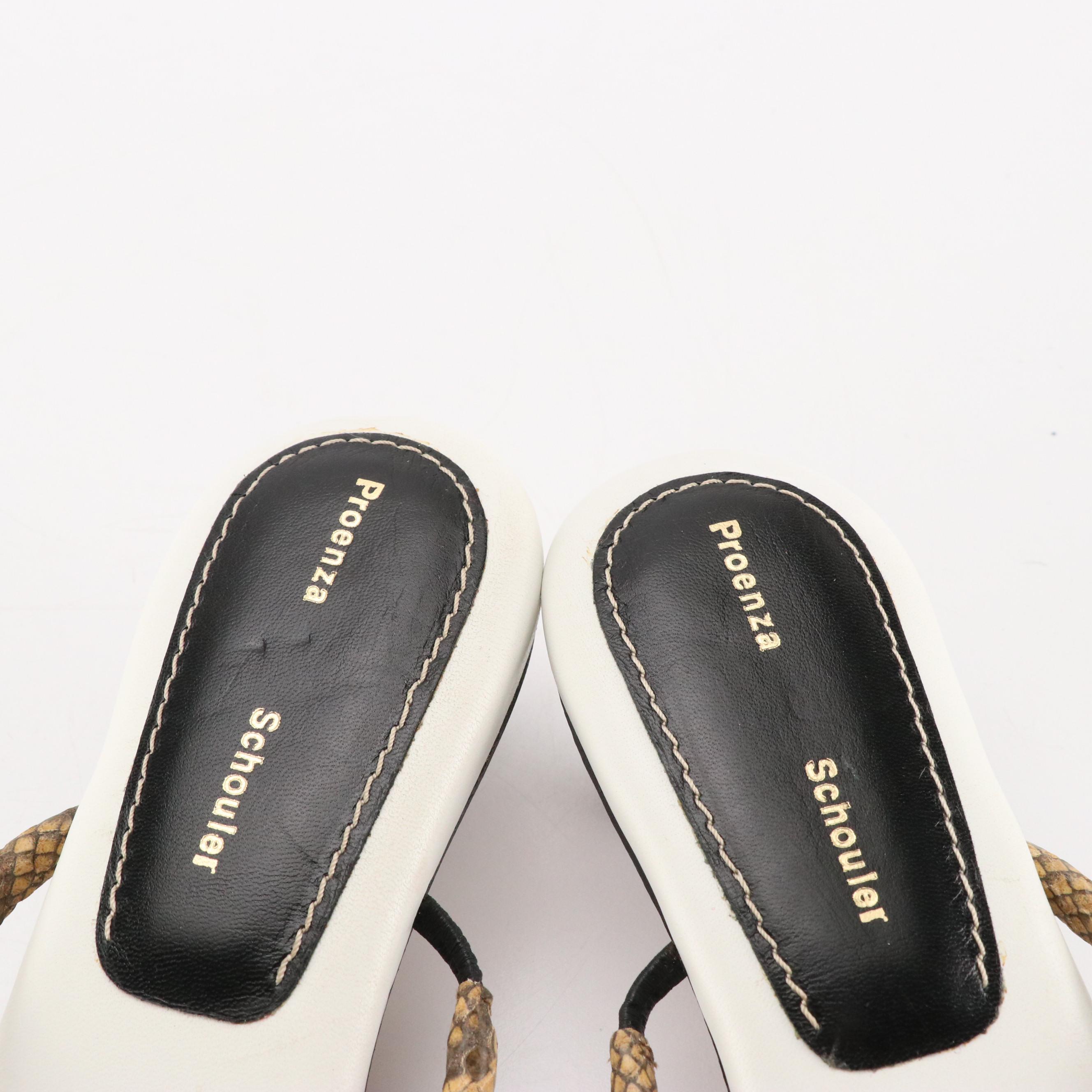 Proenza Schouler Strappy Snakeskin Cushioned Kitten Heels