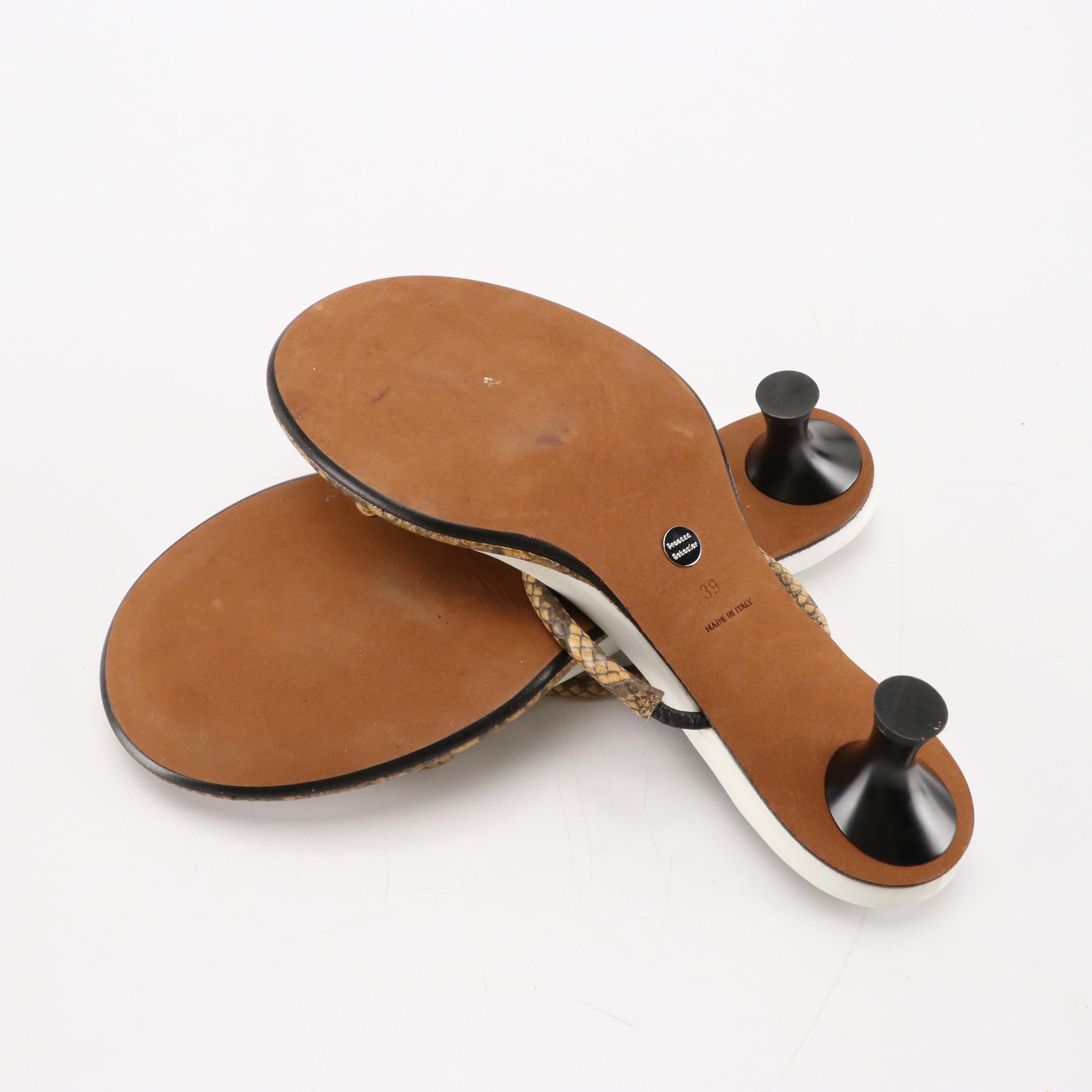 Proenza Schouler Strappy Snakeskin Cushioned Kitten Heels