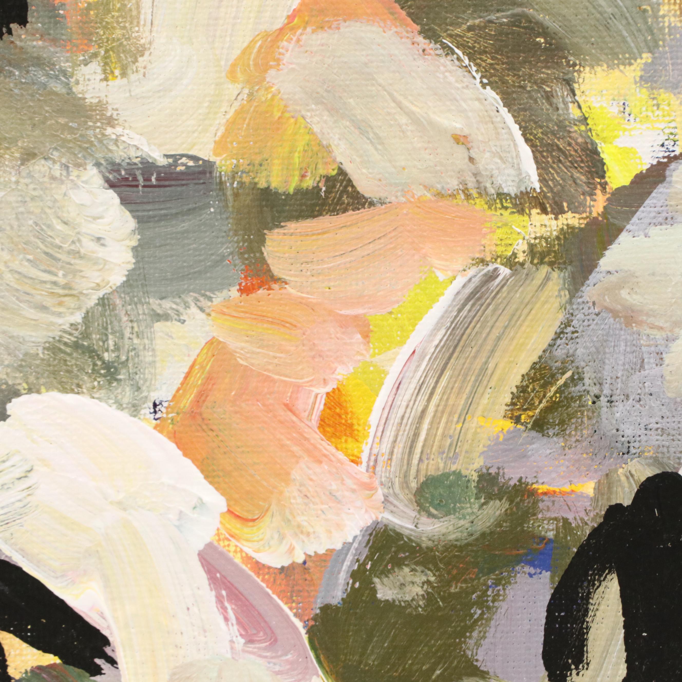 Elle Raines Stylized Acrylic Painting "Flock of Sheep #15," 21st Century