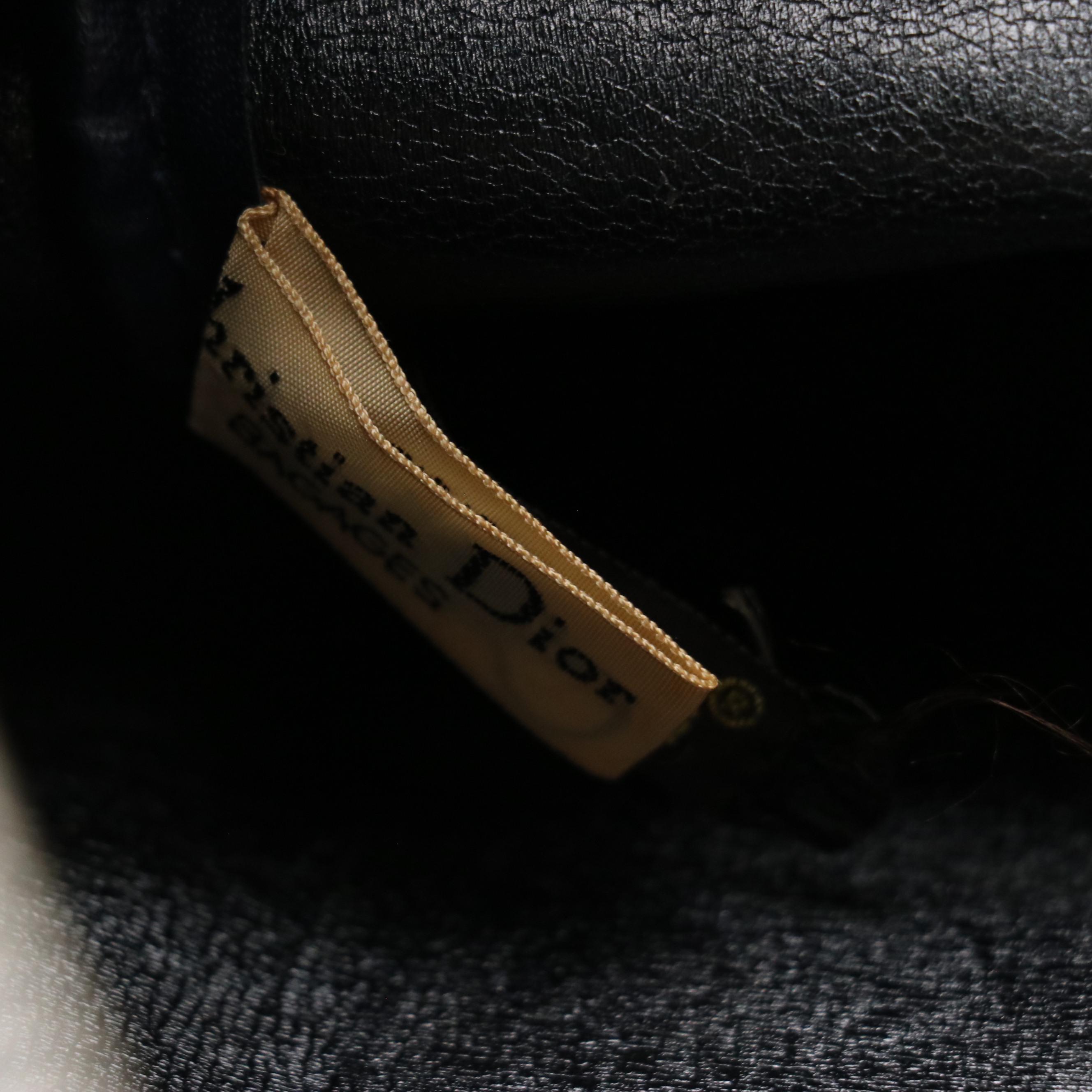 Christian Dior Bagages Boston Bag in Dark Blue Trotter Monogram Canvas & Leather