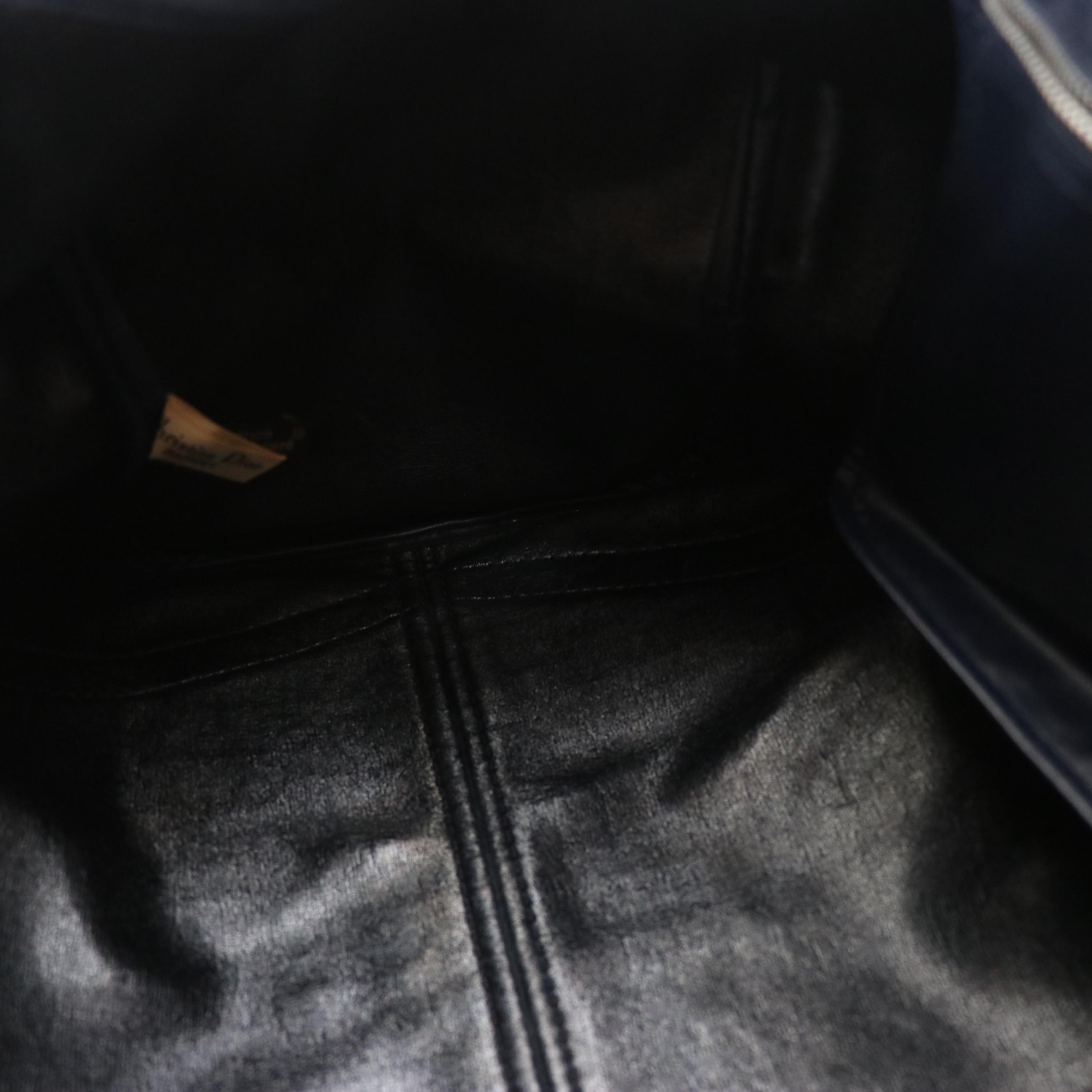 Christian Dior Bagages Boston Bag in Dark Blue Trotter Monogram Canvas & Leather