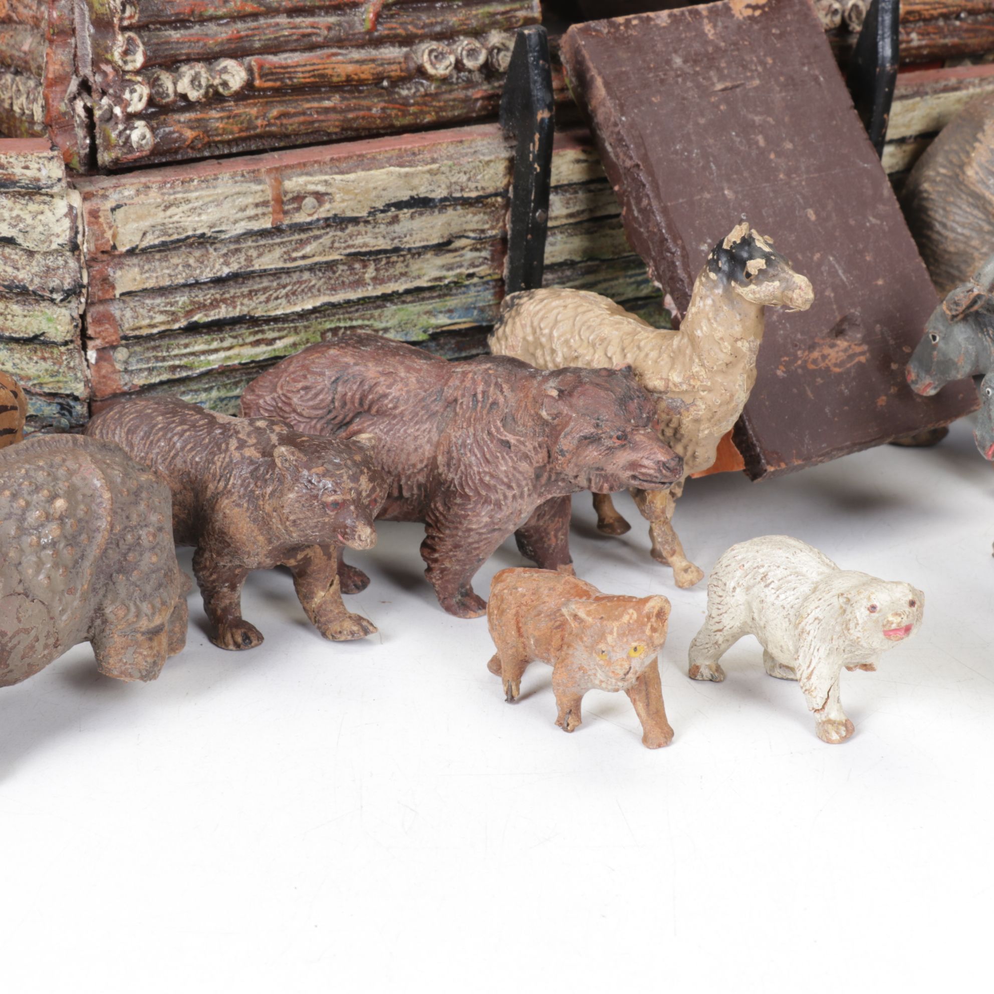 German Noah's Ark Play Set with Animal Figurines, Mid-20th Century