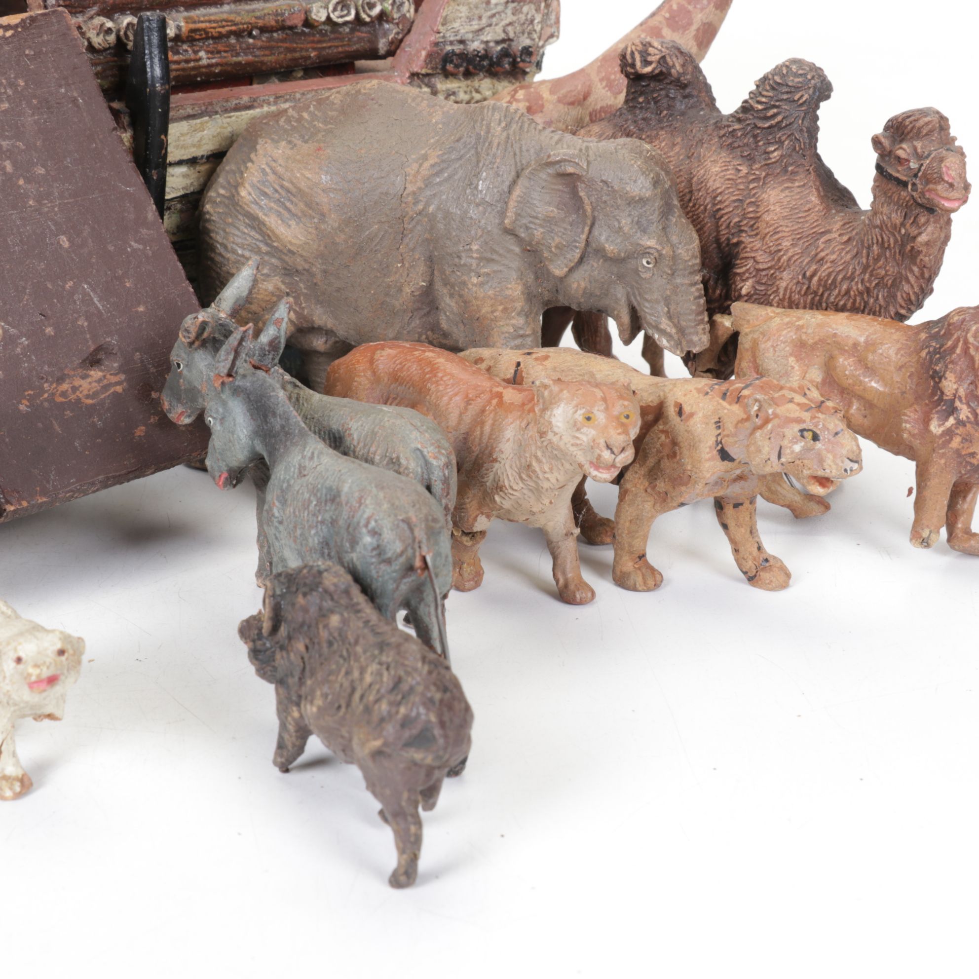 German Noah's Ark Play Set with Animal Figurines, Mid-20th Century