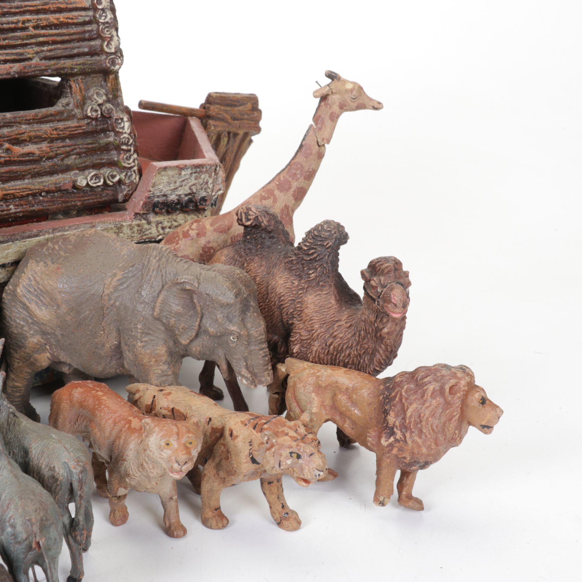 German Noah's Ark Play Set with Animal Figurines, Mid-20th Century