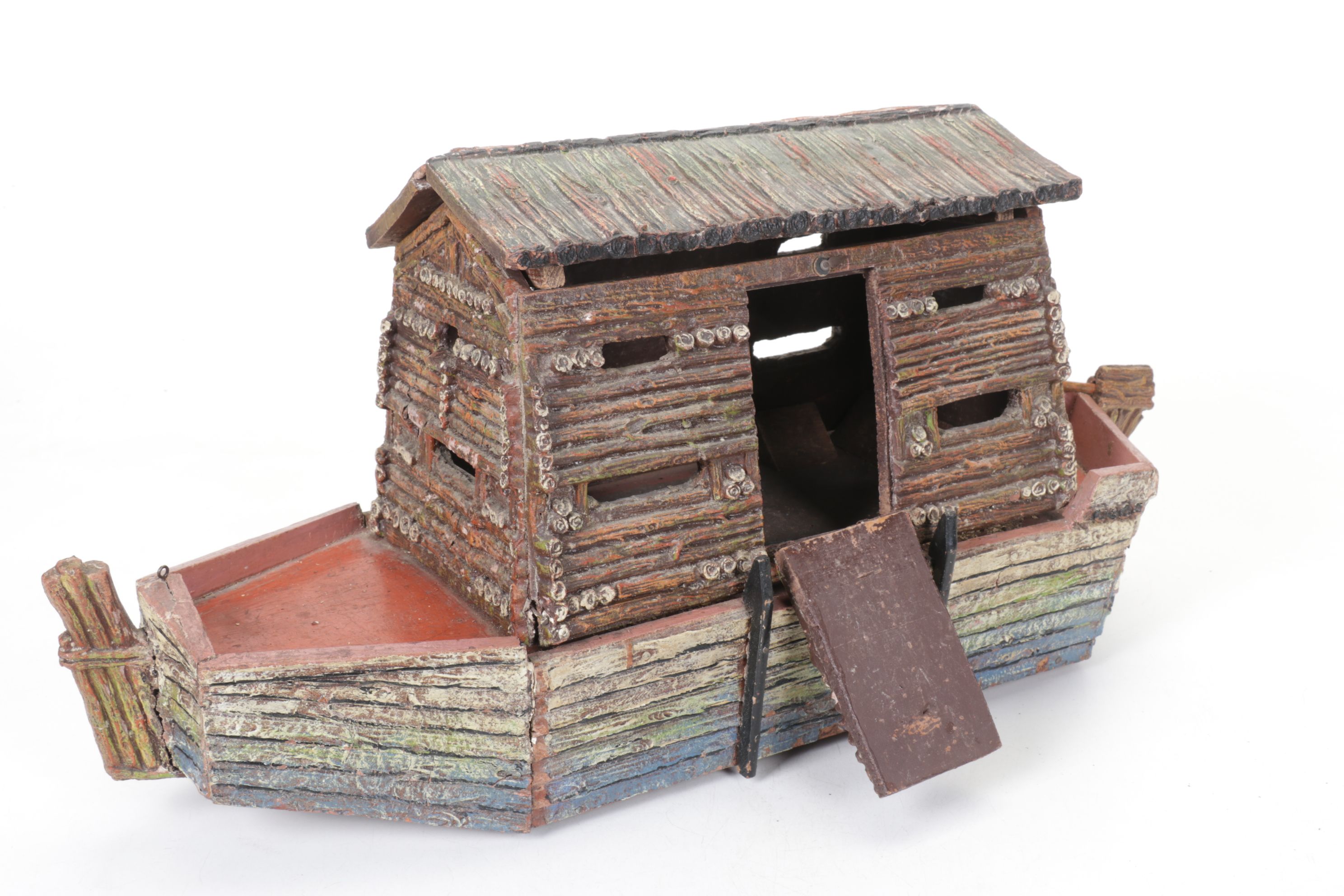 German Noah's Ark Play Set with Animal Figurines, Mid-20th Century