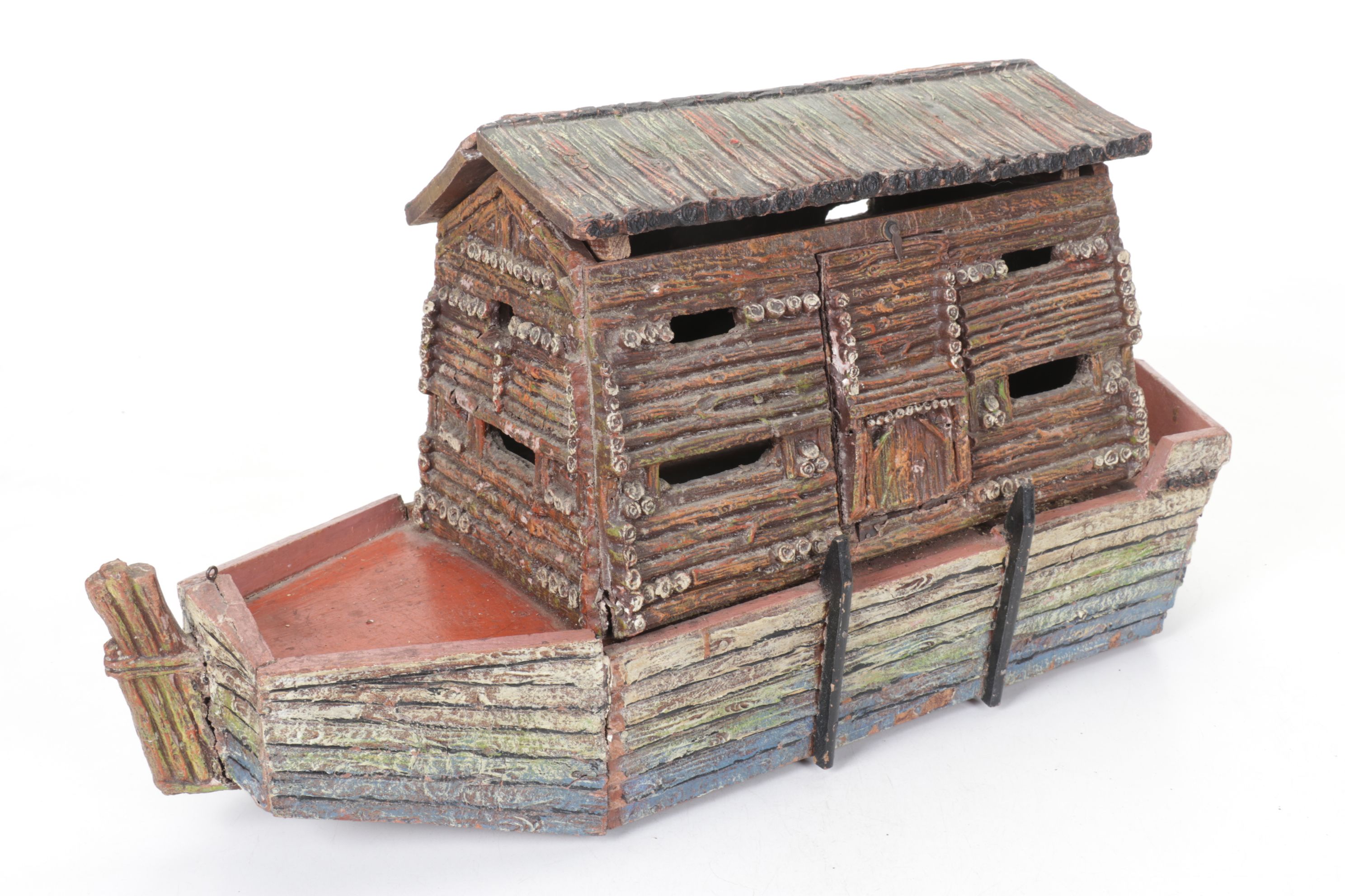 German Noah's Ark Play Set with Animal Figurines, Mid-20th Century