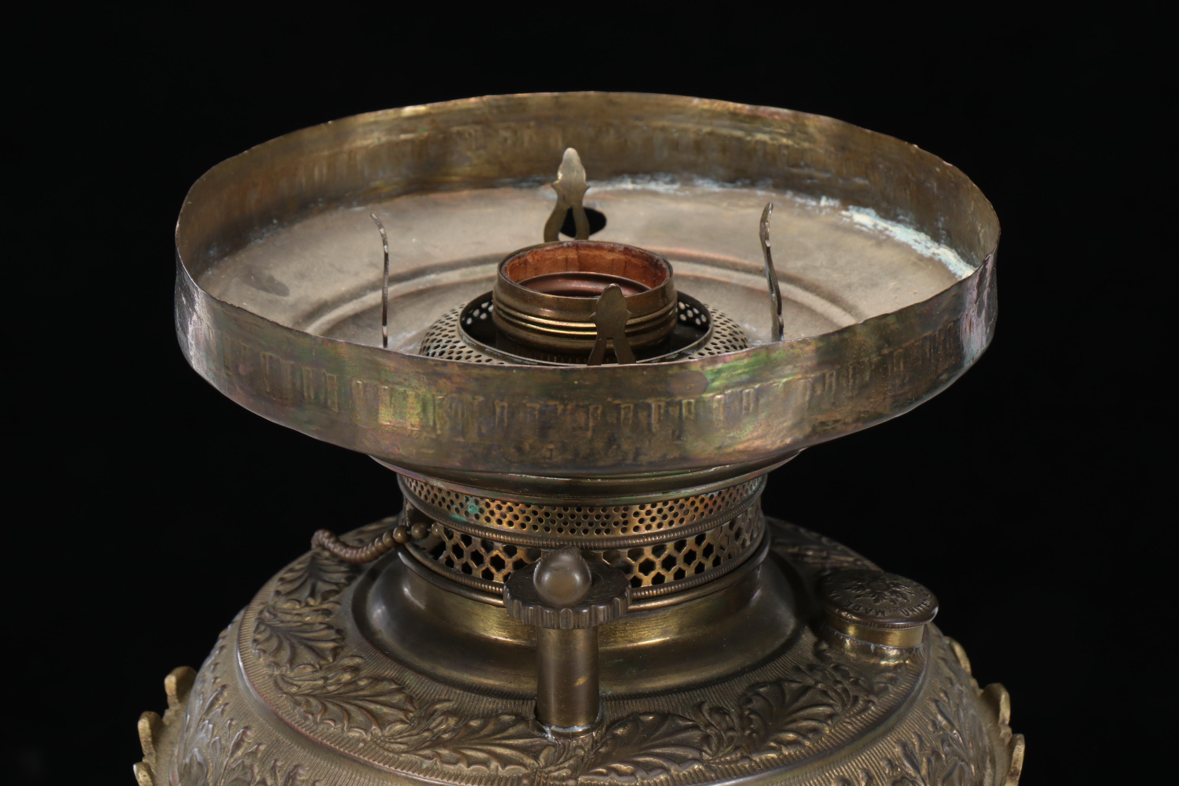 Victorian Brass and Marble Banquet Oil Lamp, Adapted Mid-20th Century