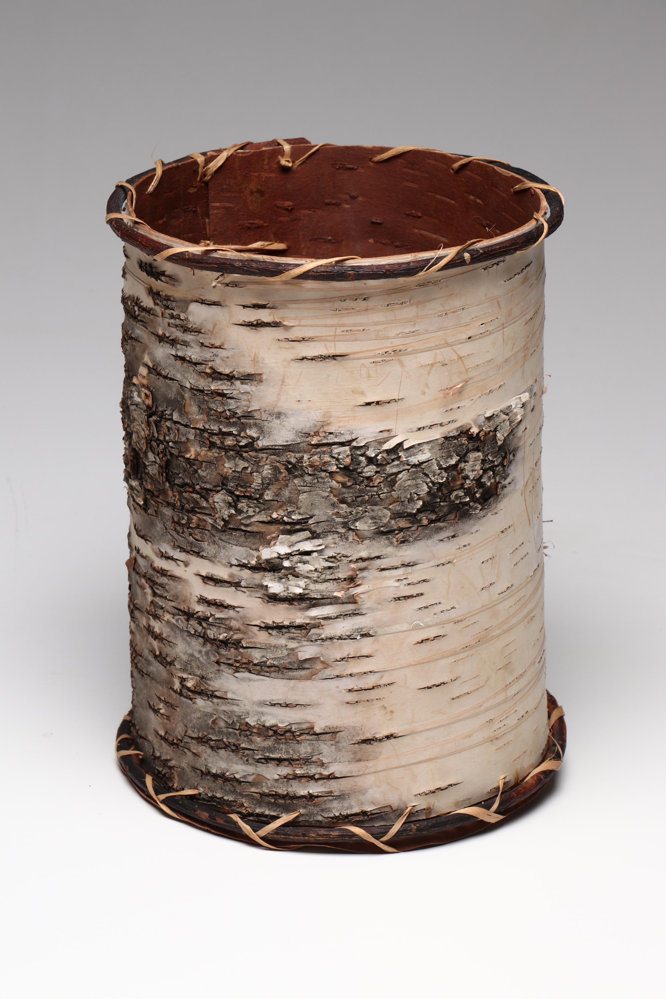 Indigenous American Cylindrical and Rectangular Birch Vessels with Husk Doll
