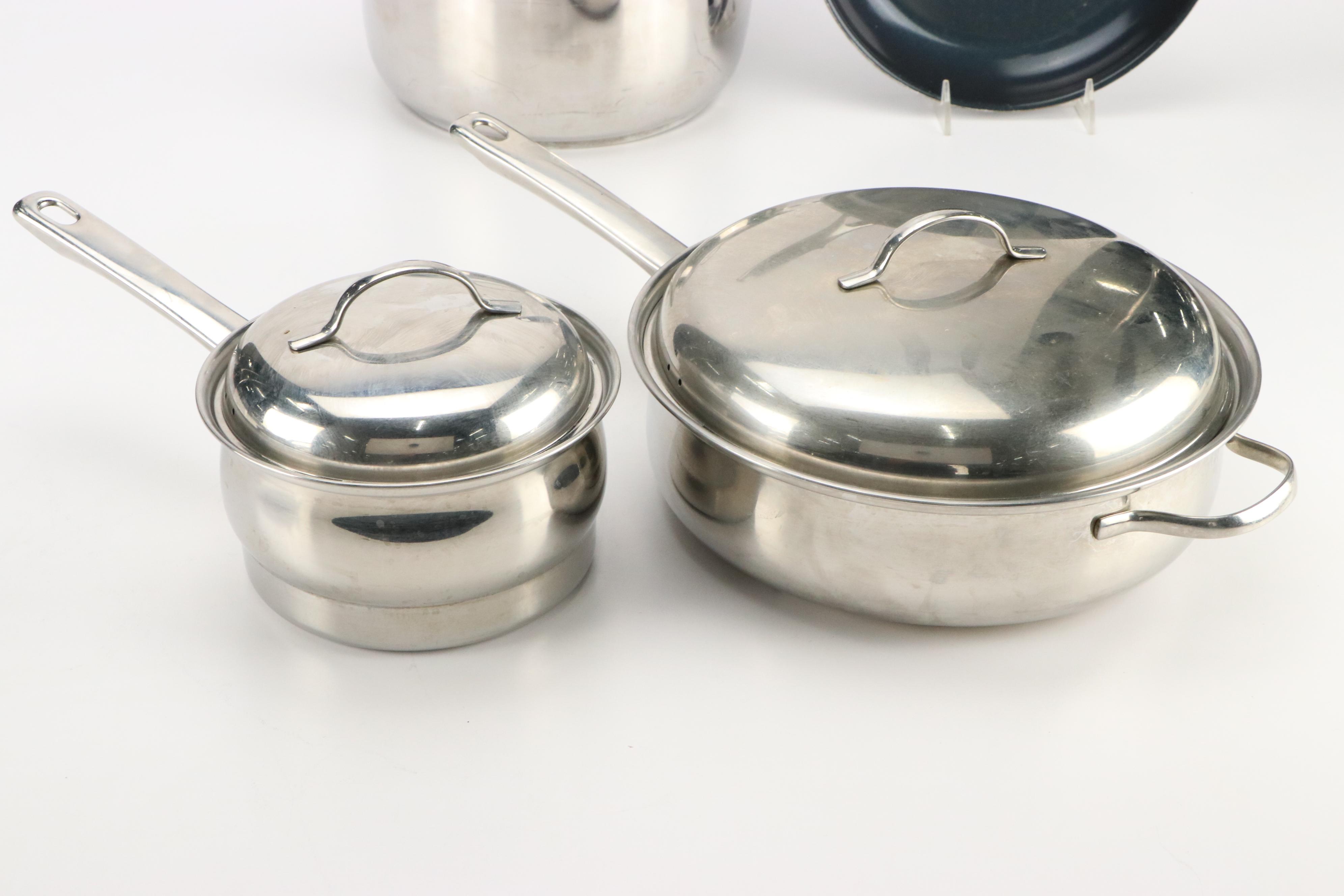 Cuisinart and Belgique Stainless Steel Pots with Non-Stick Pans