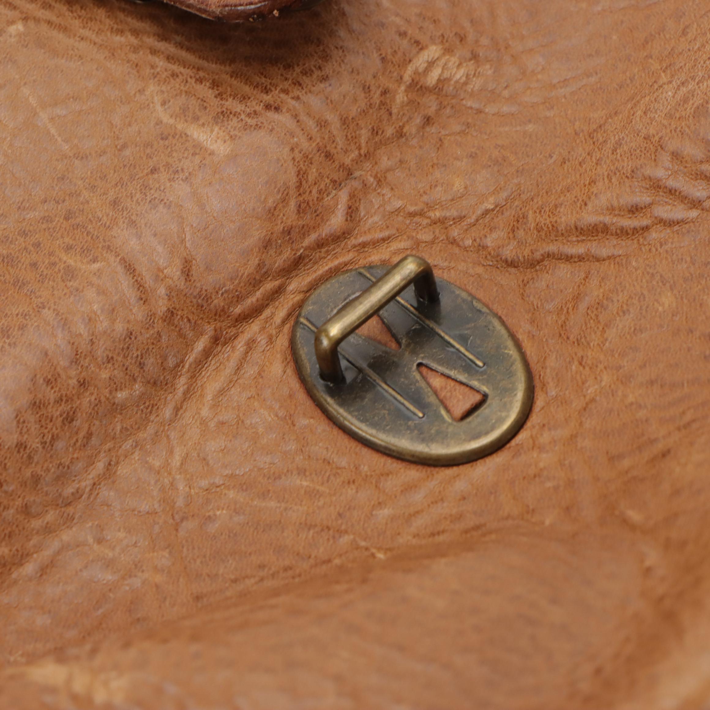 Pauolo del Cuoio Vintage Brown Leather Drawstring Backpack