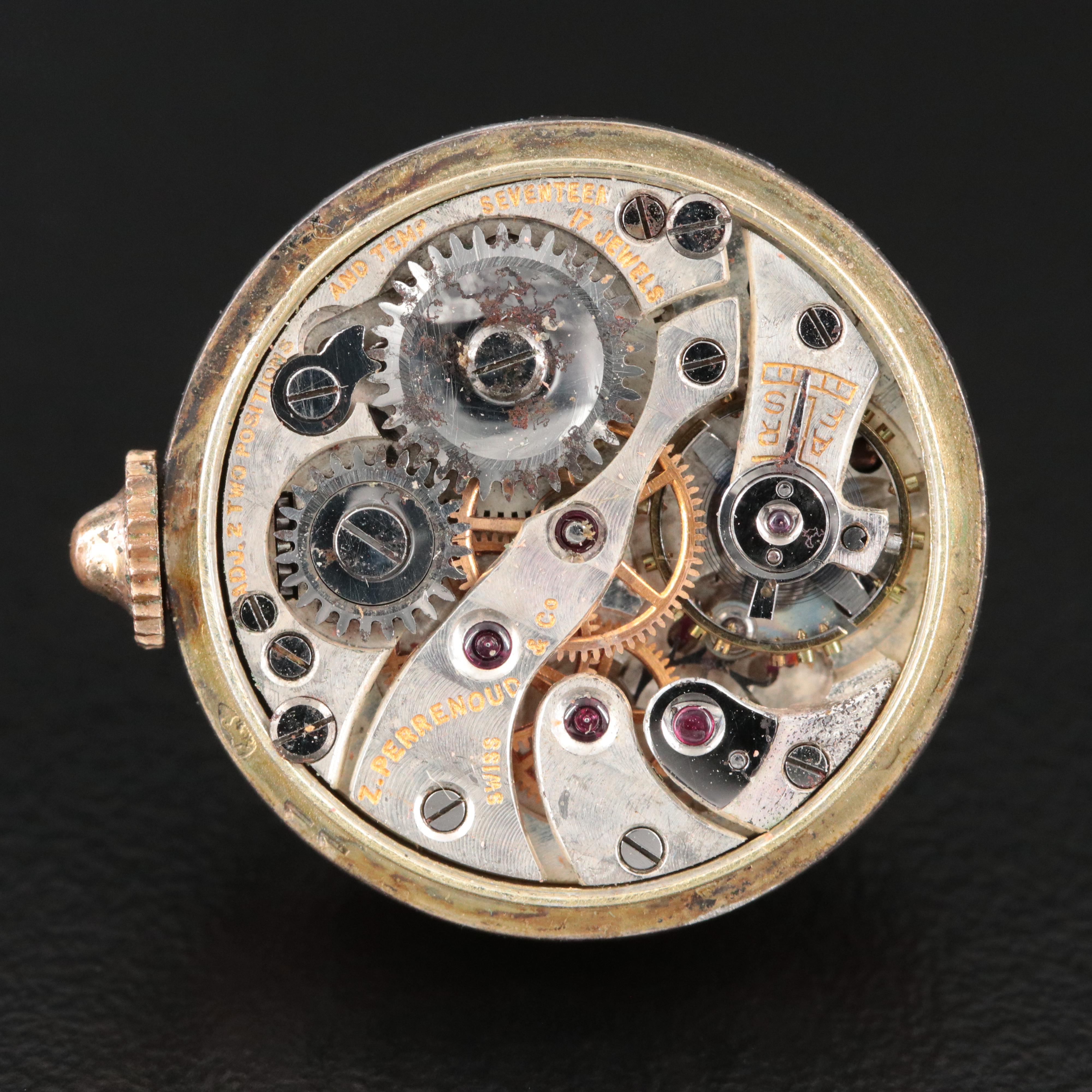 Vitreous Enamel and Sterling Design on Orb Pendant Watch with Sterling Chain