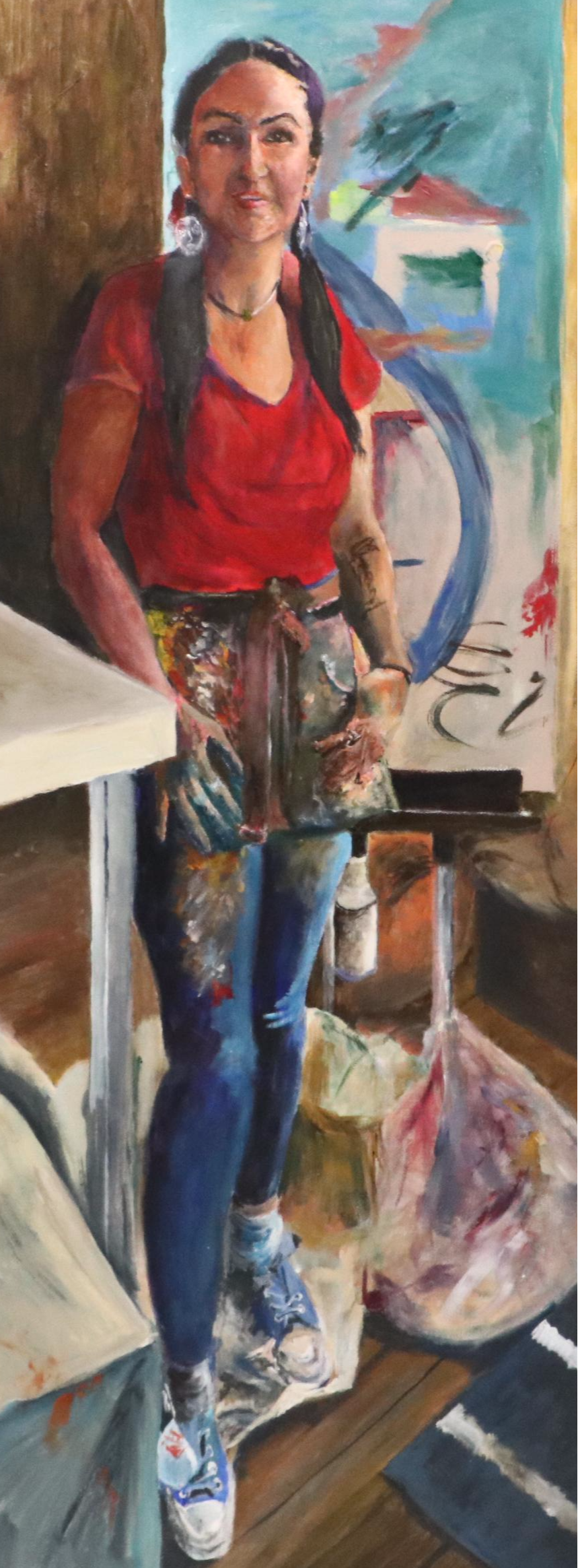 James Conroy Oil Painting Standing Portrait of Artist, 21st Century