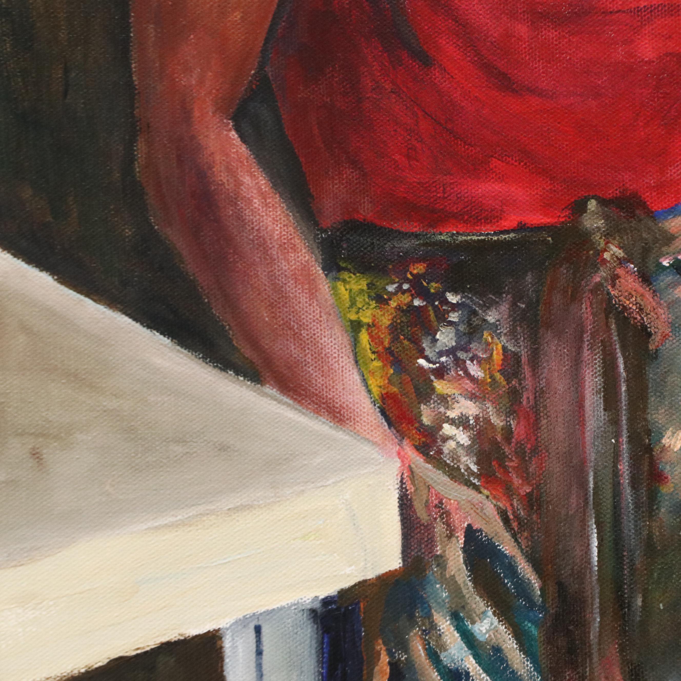 James Conroy Oil Painting Standing Portrait of Artist, 21st Century