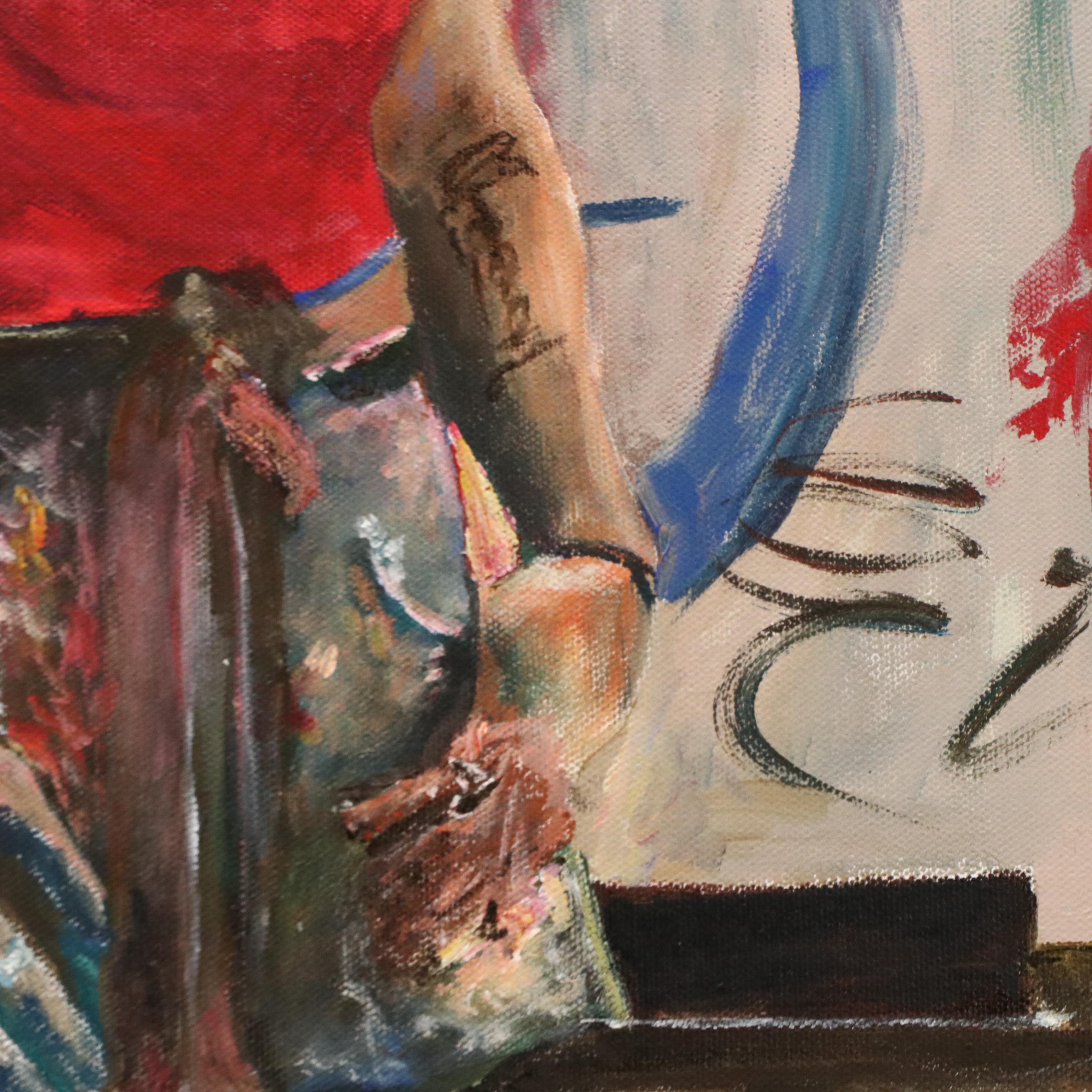 James Conroy Oil Painting Standing Portrait of Artist, 21st Century