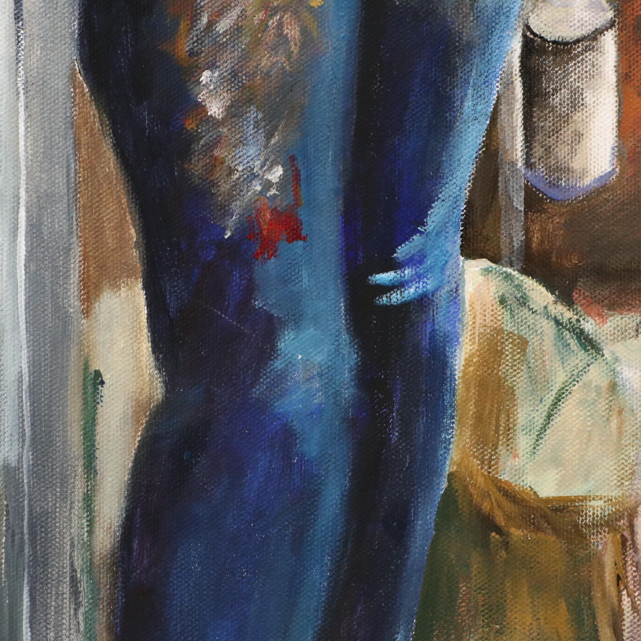 James Conroy Oil Painting Standing Portrait of Artist, 21st Century