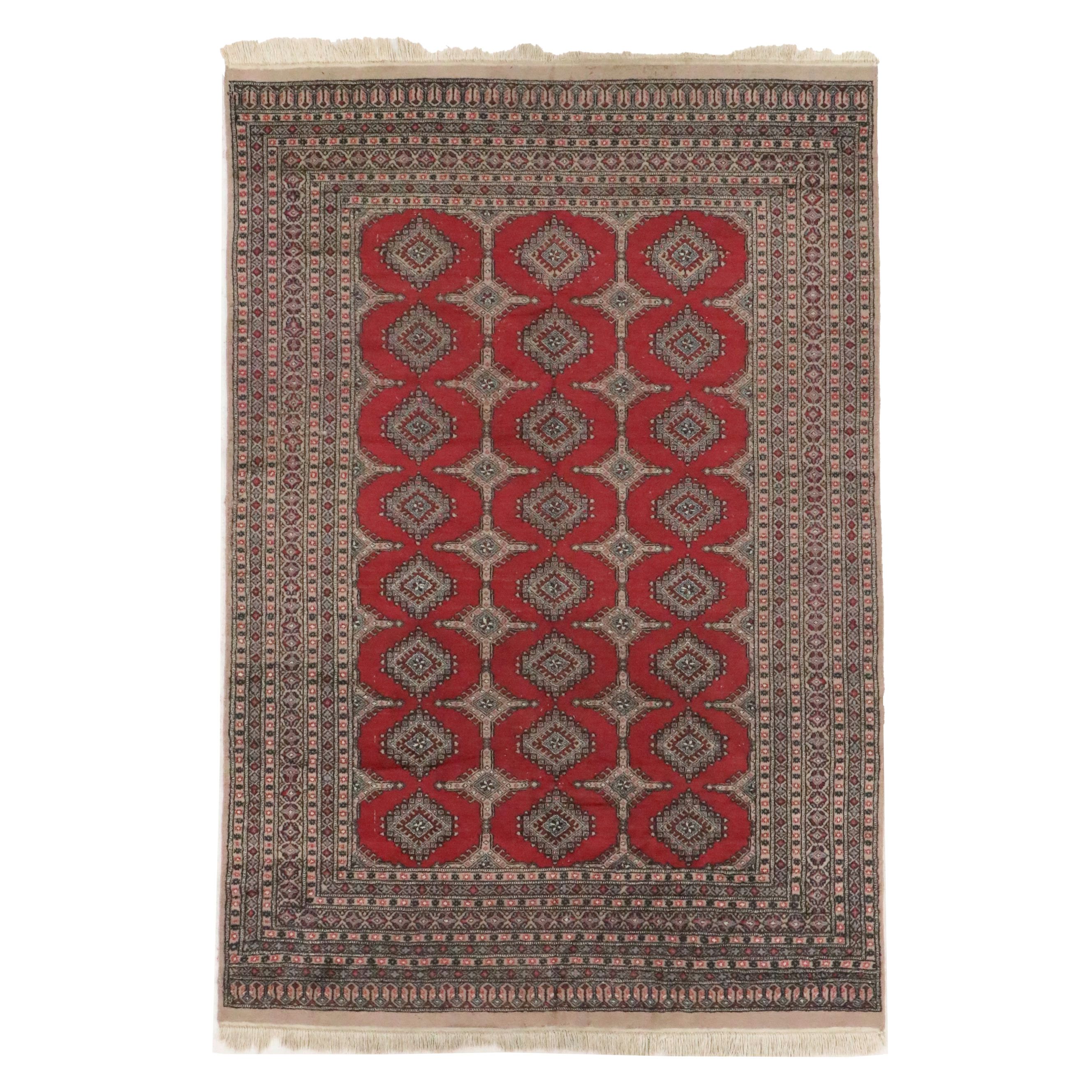 6'2 x 9'6 Hand-Knotted Pakistani Bokhara Area Rug