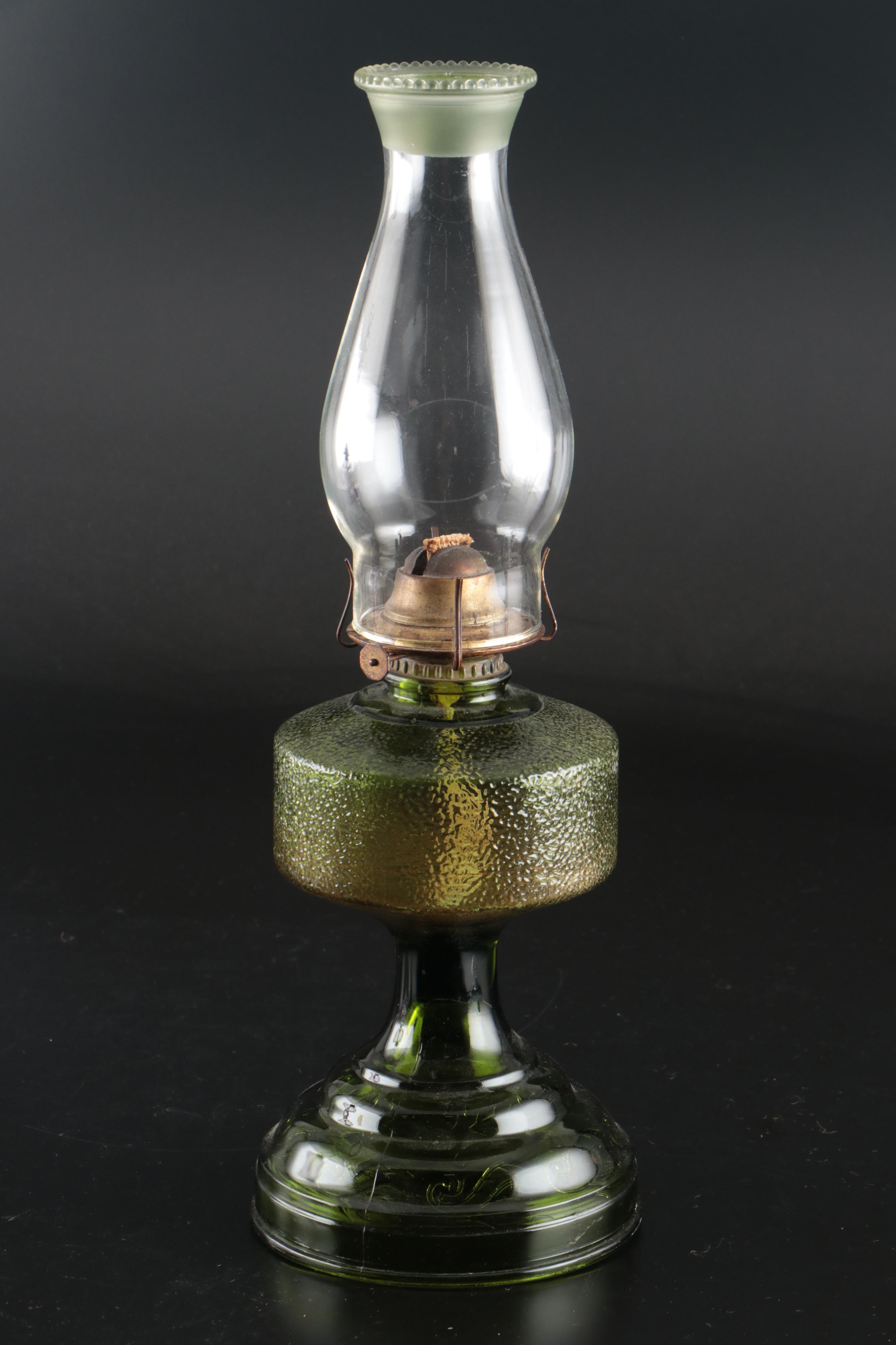 Victorian Style Glass Oil Lamps with "The Last Supper" Glass Oil Lamp