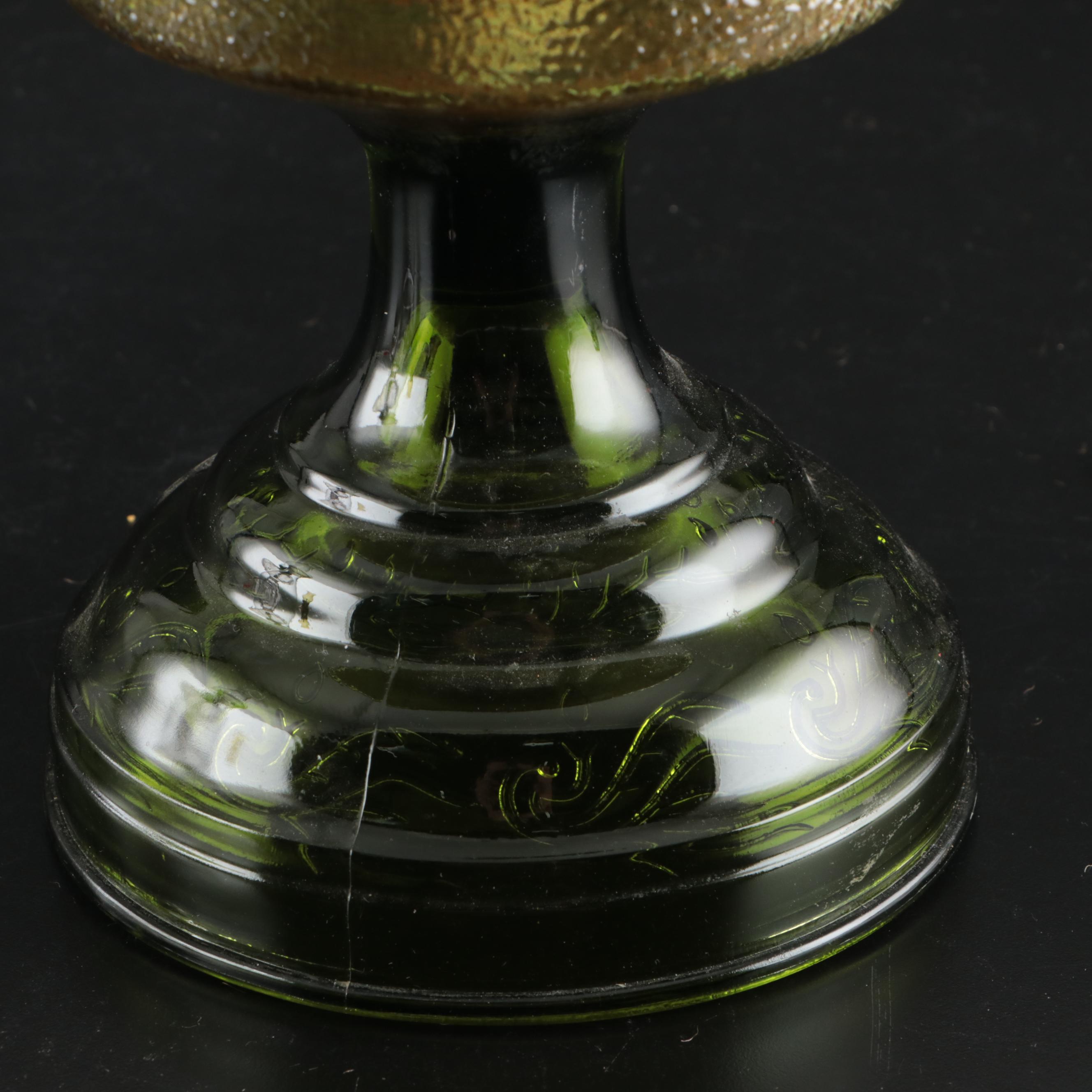 Victorian Style Glass Oil Lamps with "The Last Supper" Glass Oil Lamp