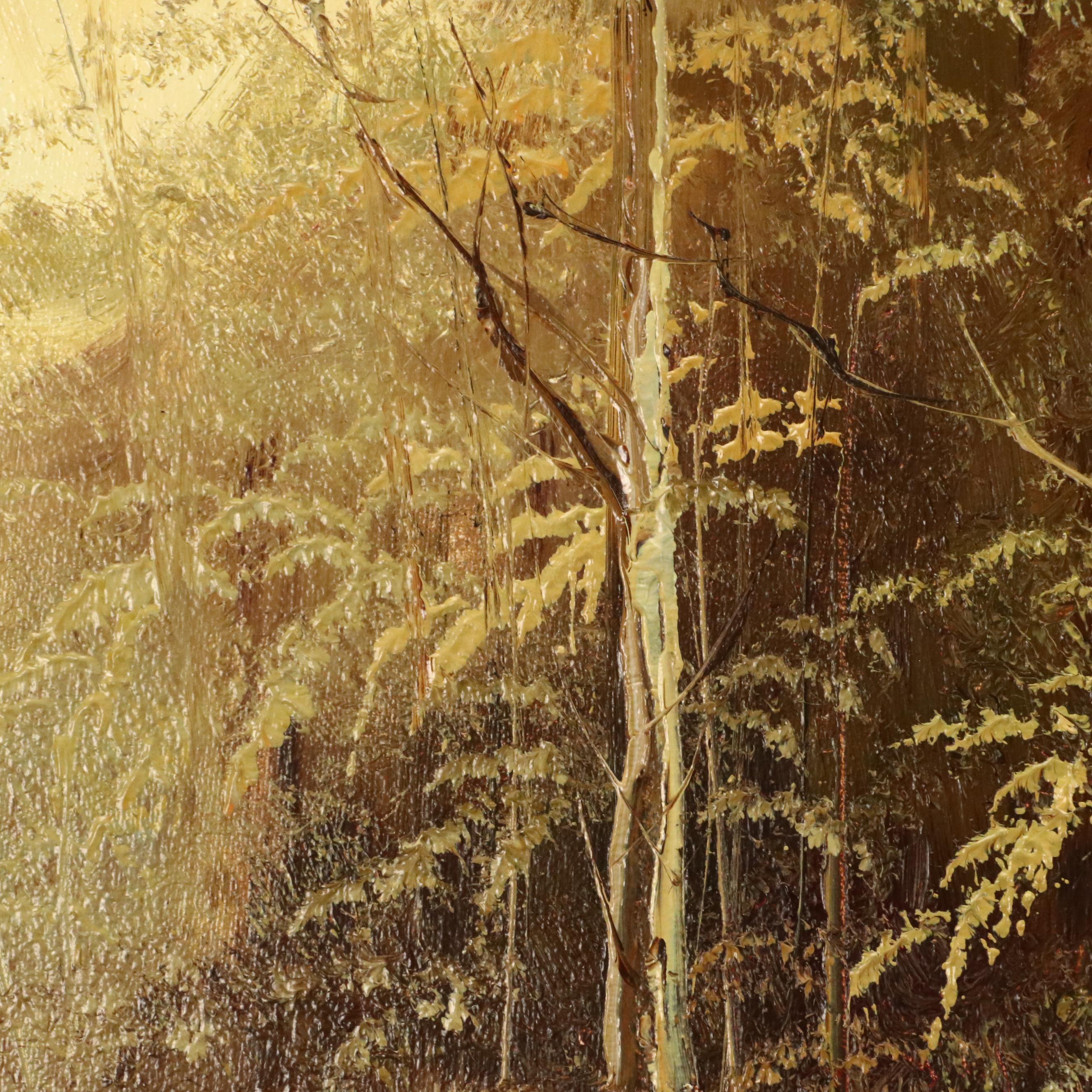 Winter Landscape Oil Painting, Circa 1970