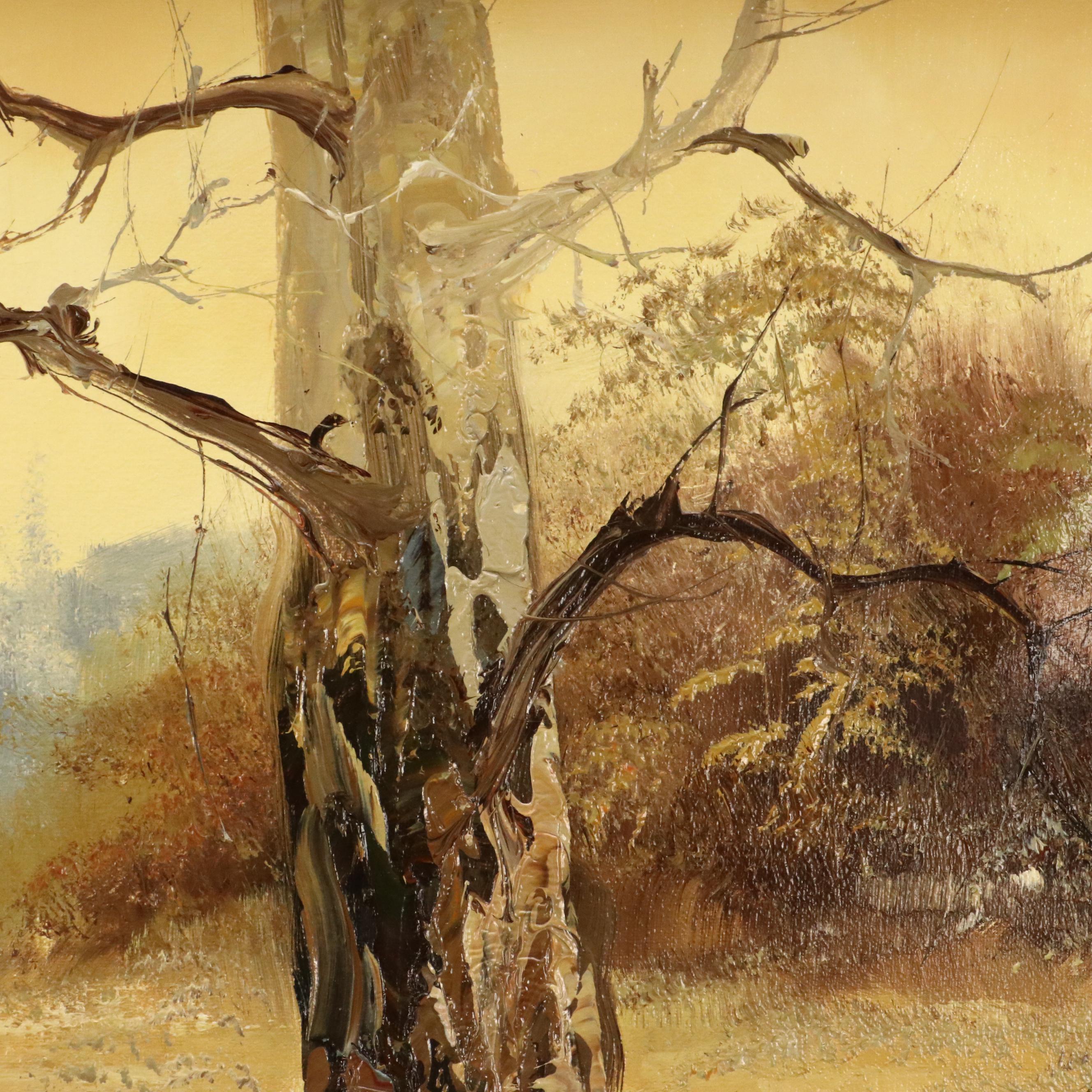 Winter Landscape Oil Painting, Circa 1970