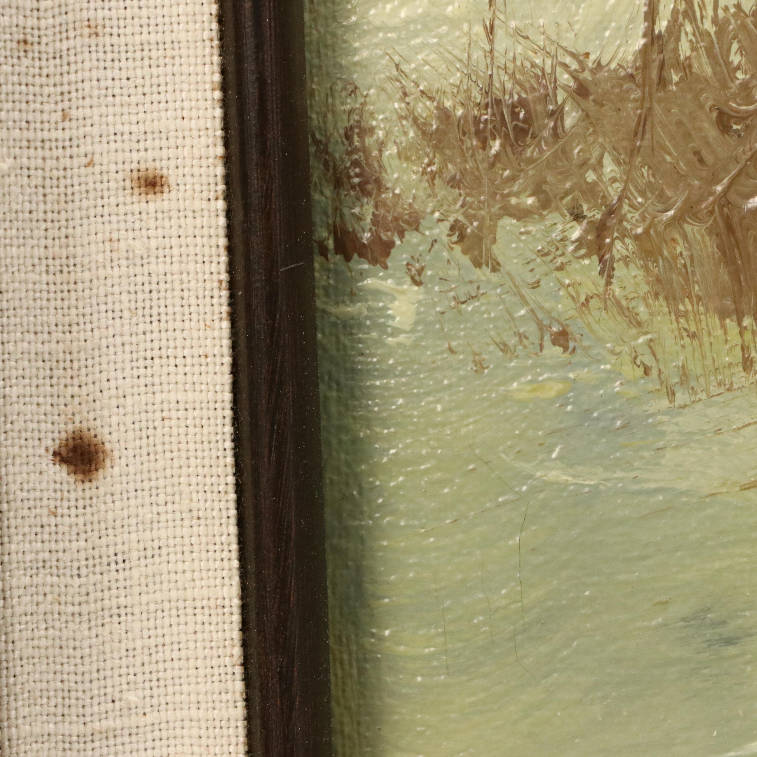 Winter Landscape Oil Painting, Circa 1970