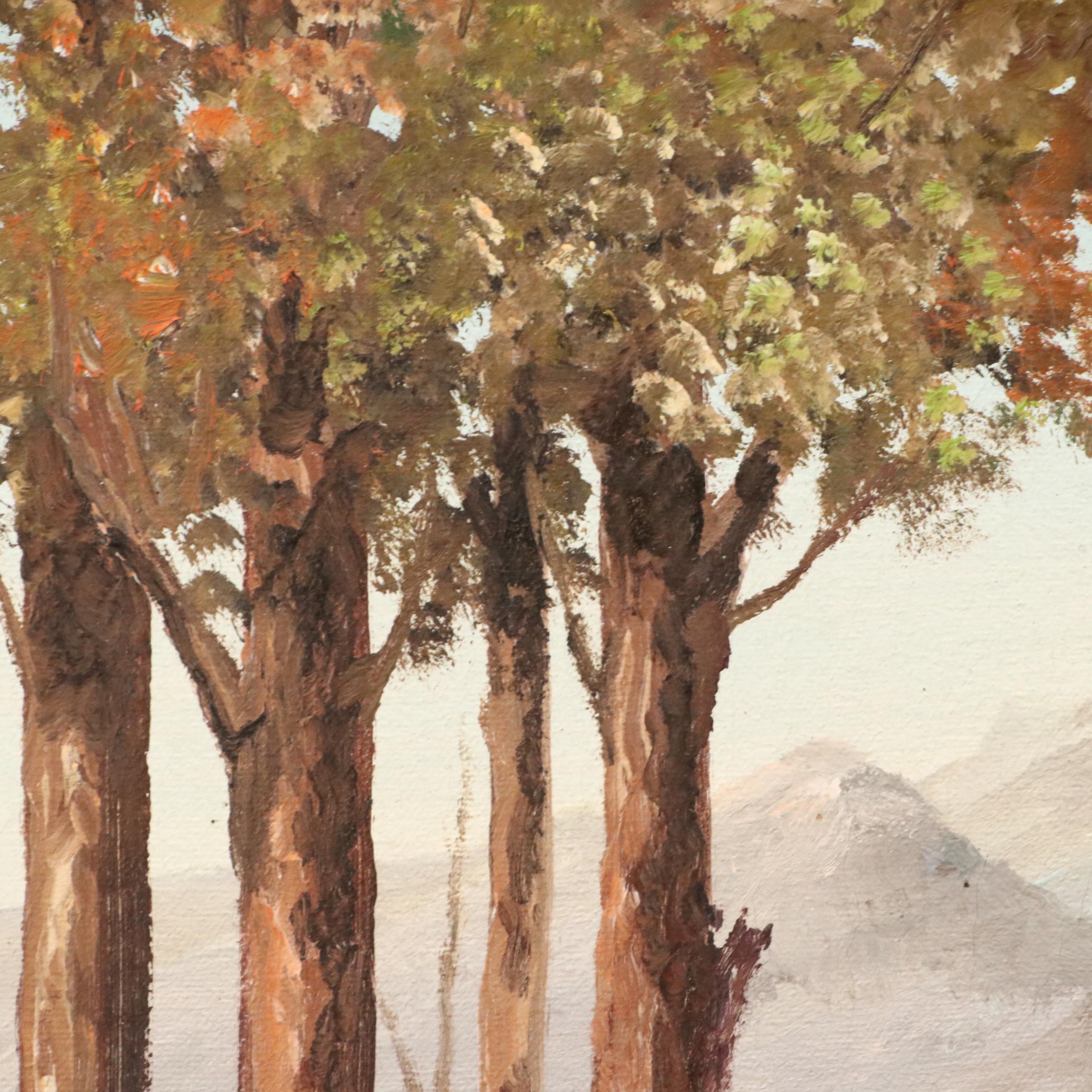 Robert Allen Mountain Landscape Oil Painting, Circa 1975