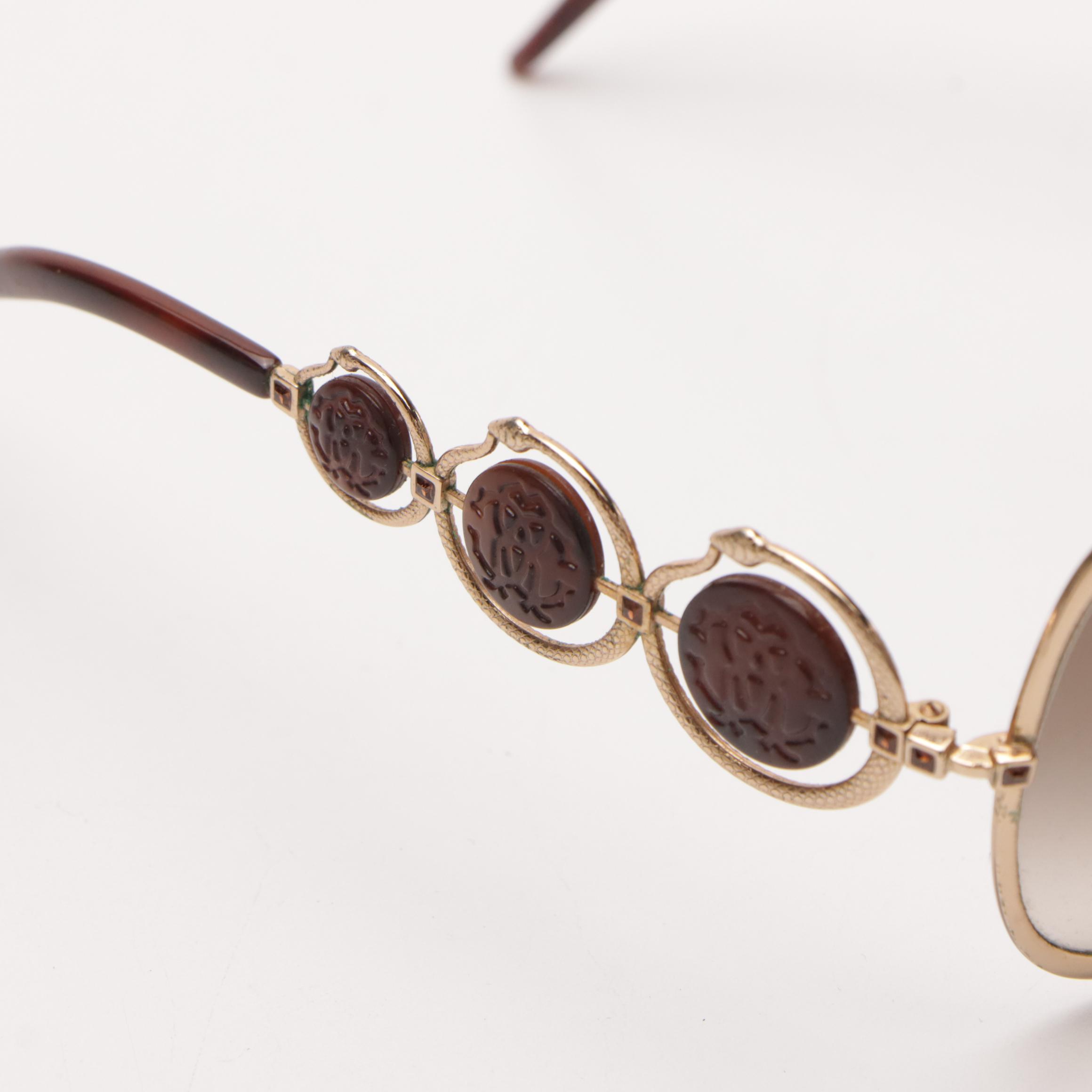 Roberto Cavalli Corallo 441S Gold Tone/Havana Sunglasses