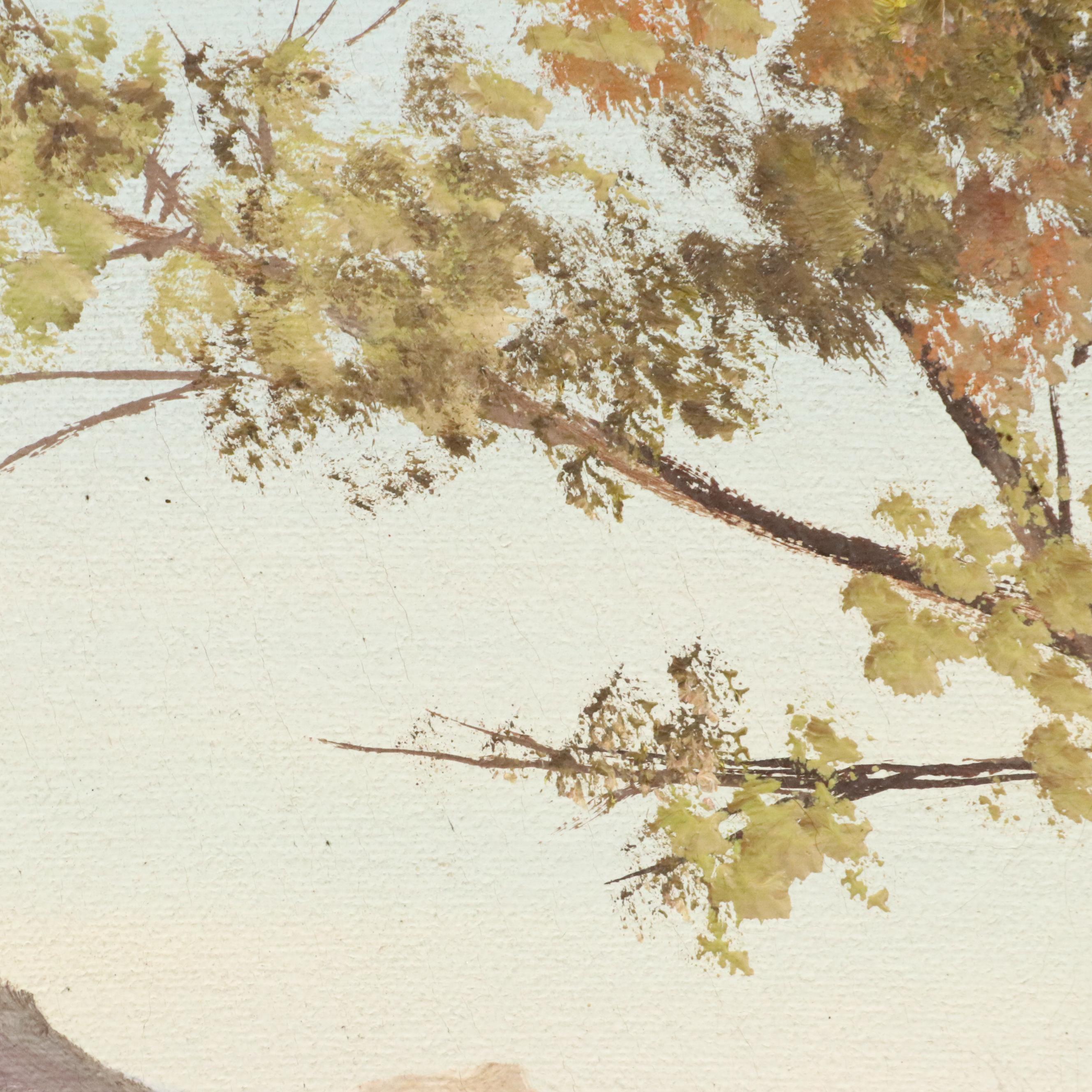 Robert Allen Mountain Landscape Oil Painting, Circa 1975