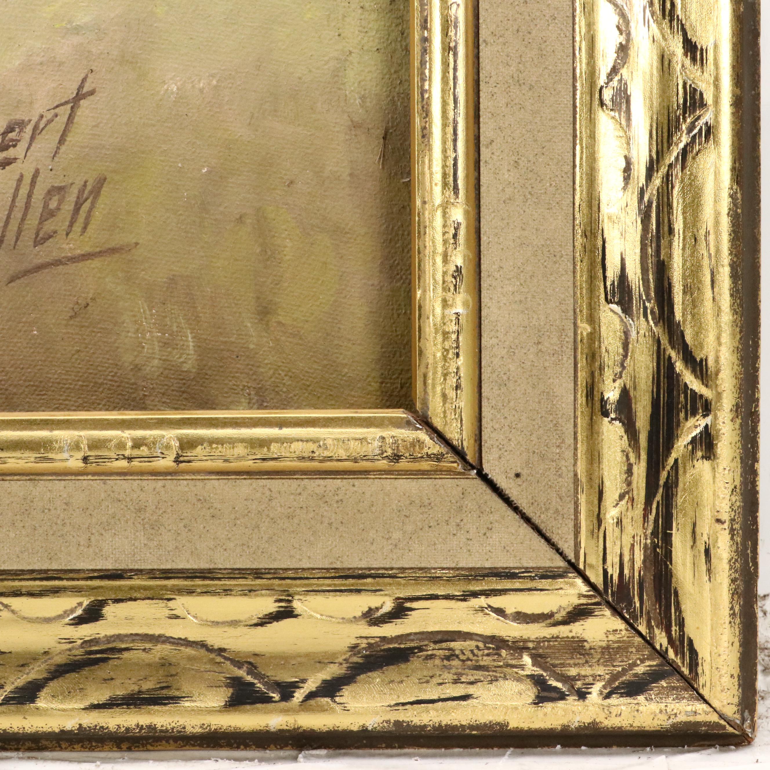 Robert Allen Mountain Landscape Oil Painting, Circa 1975