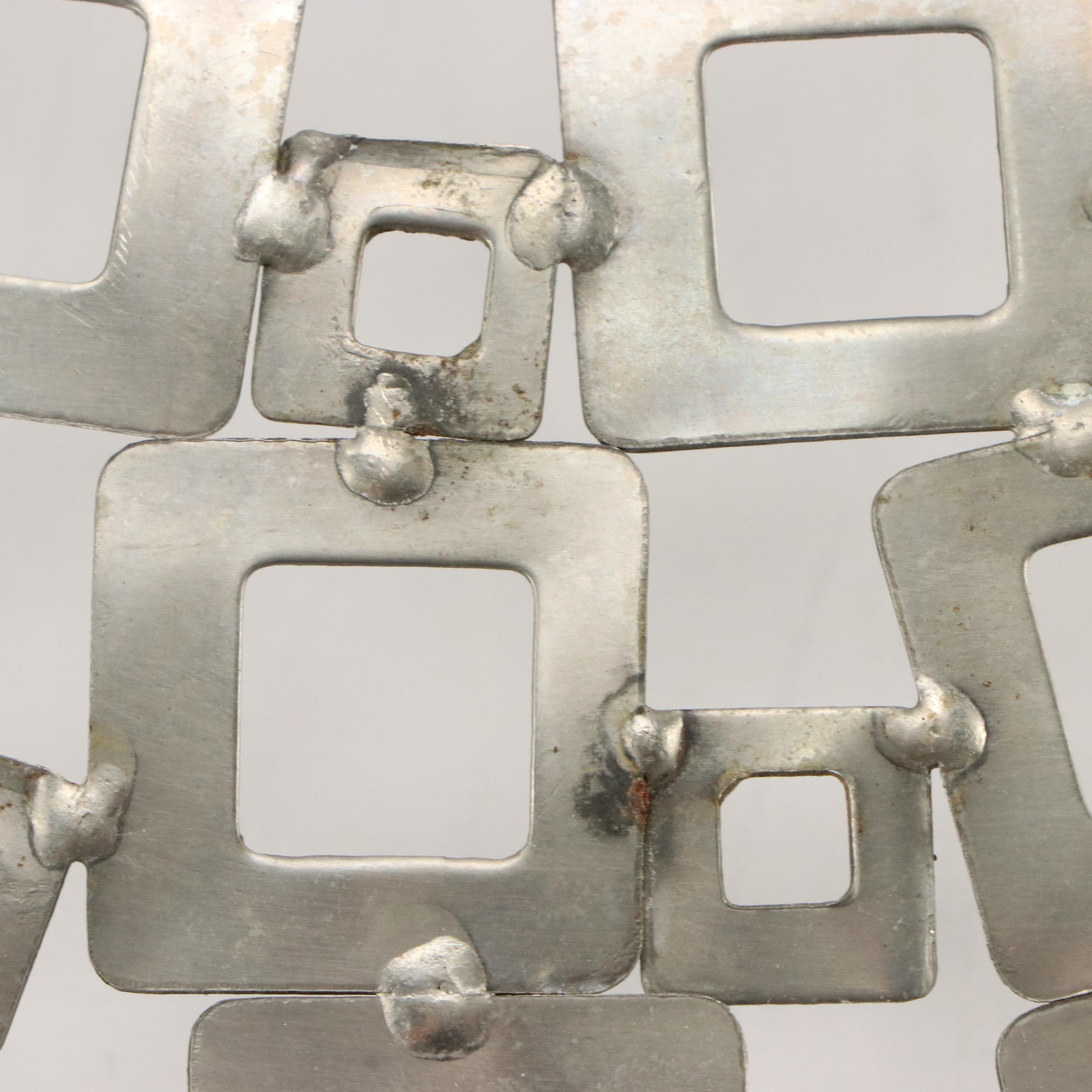 Brutalist Style Welded Metal Squares Bowl