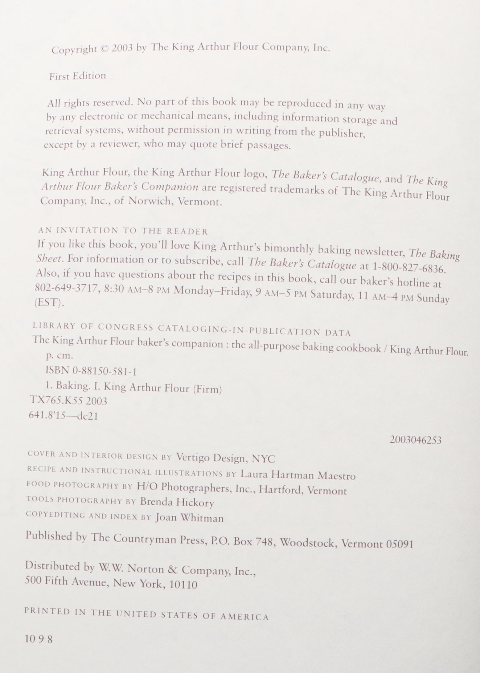 "The King Arthur Flour Baker's Companion" and "America's Test Kitchen" Cookbooks