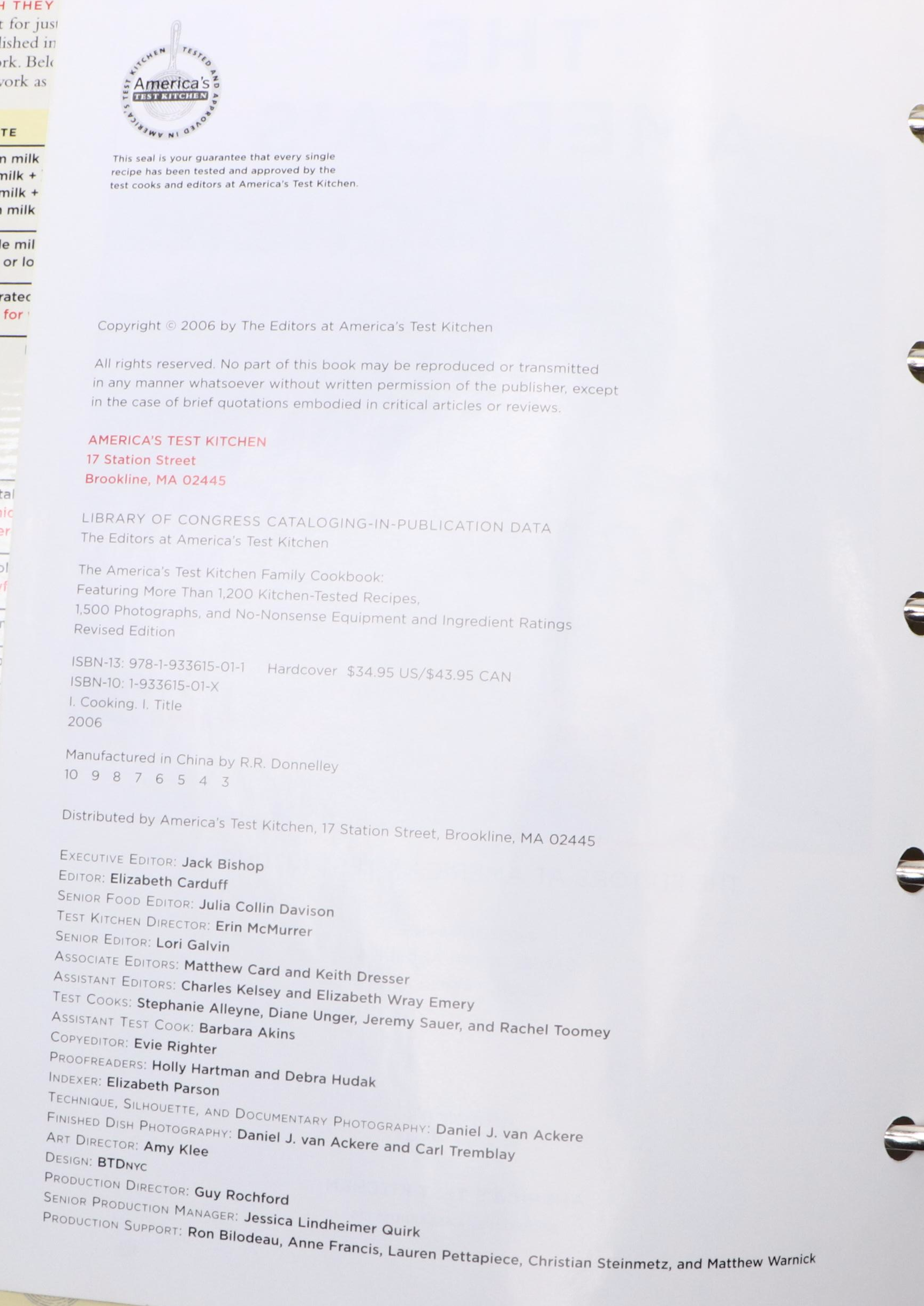 "The King Arthur Flour Baker's Companion" and "America's Test Kitchen" Cookbooks