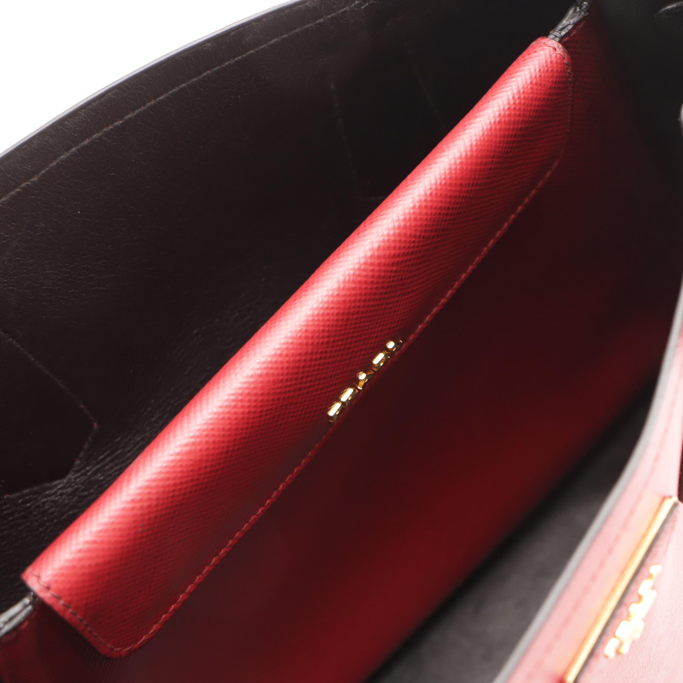 Prada Two-Way Double Tote in Red Saffiano Leather